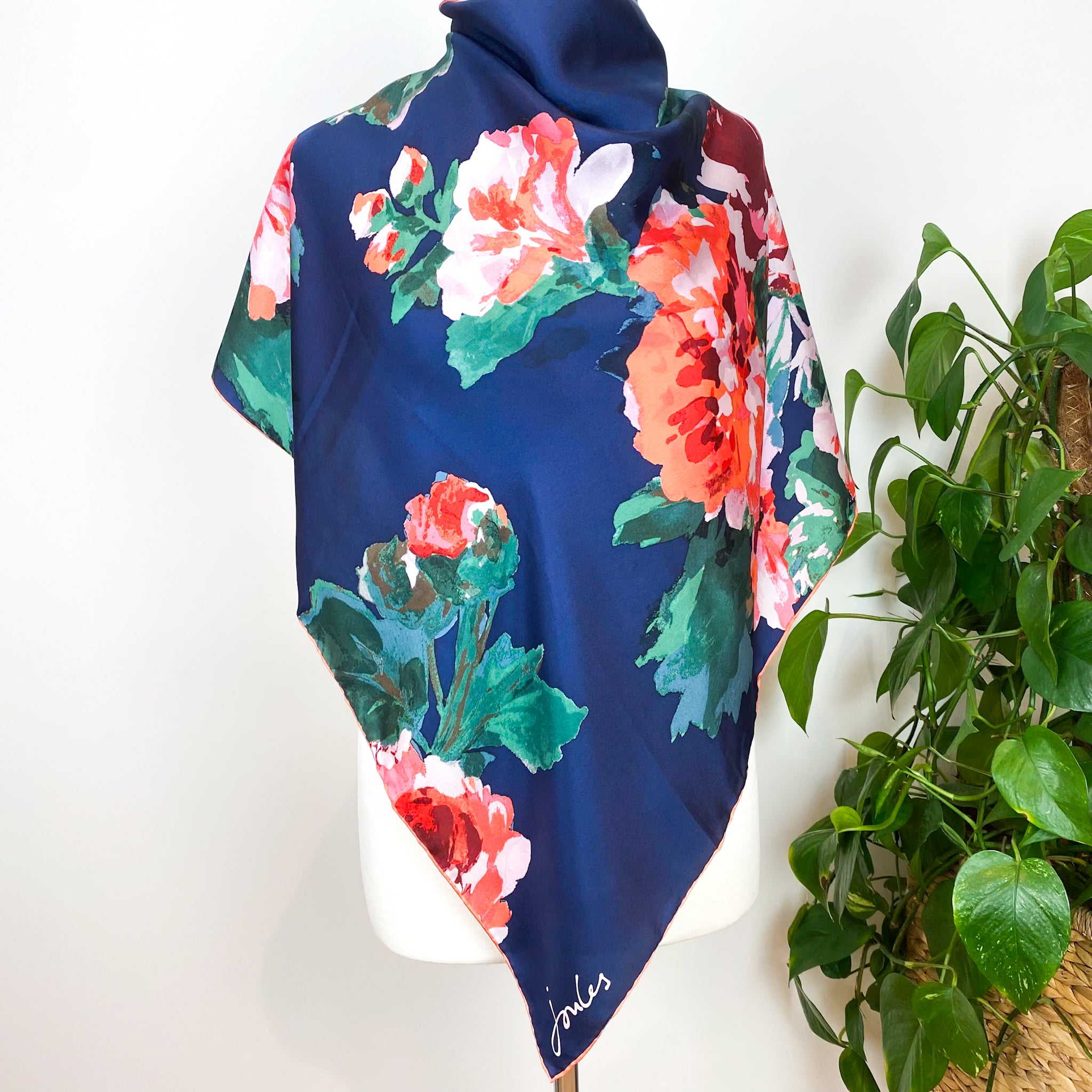 Immaculate Joules Floral Design Silk Scarf