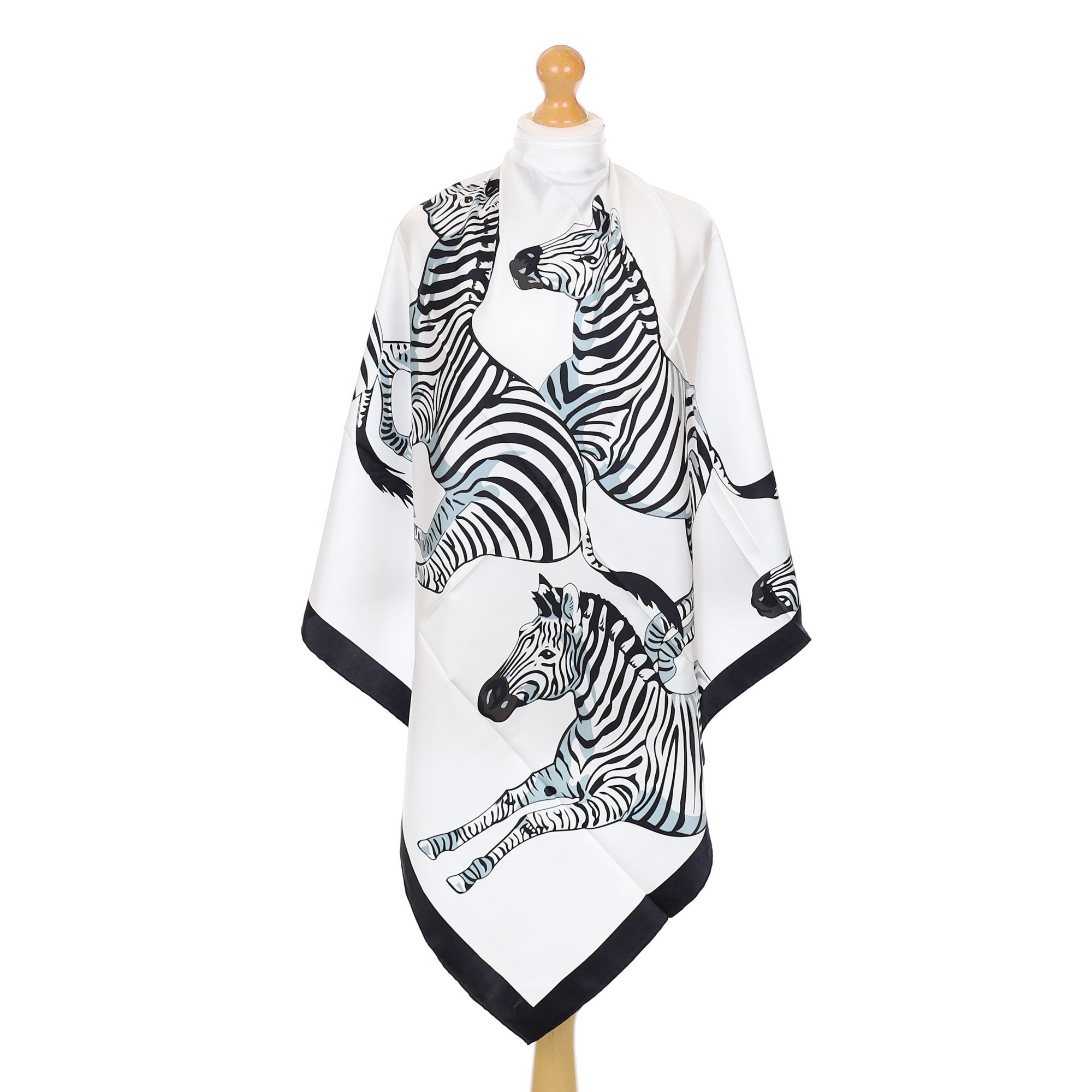Brand New Black and White Zebra Silk Scarf