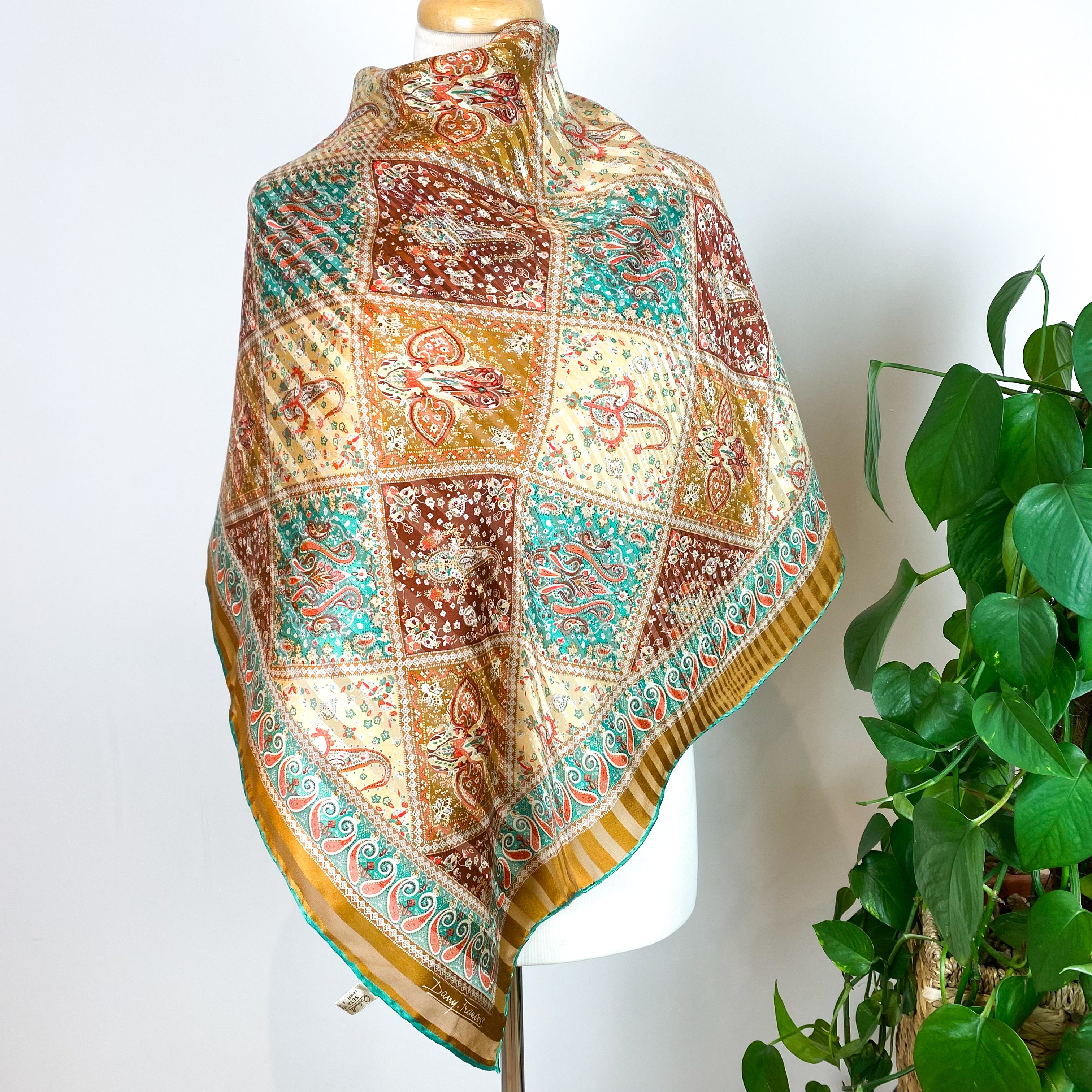 Paisley Squared Ostinelli Vintage Silk Scarf