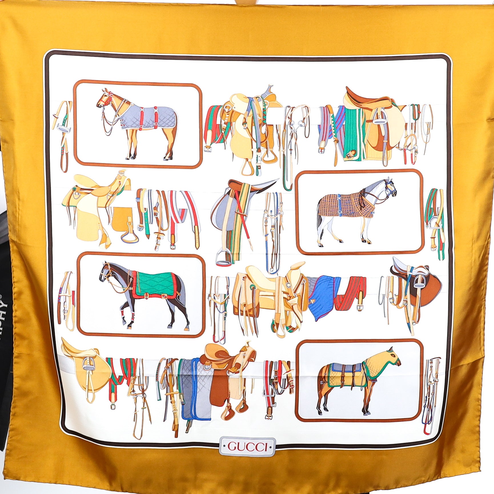Brand New Gucci Equestrian Vintage Silk Scarf
