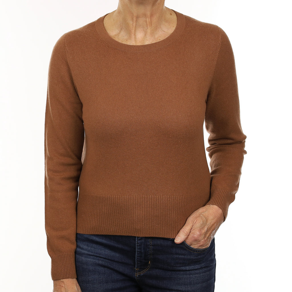 Cedar Brown Cashmere Crew Neck Jumper Medium