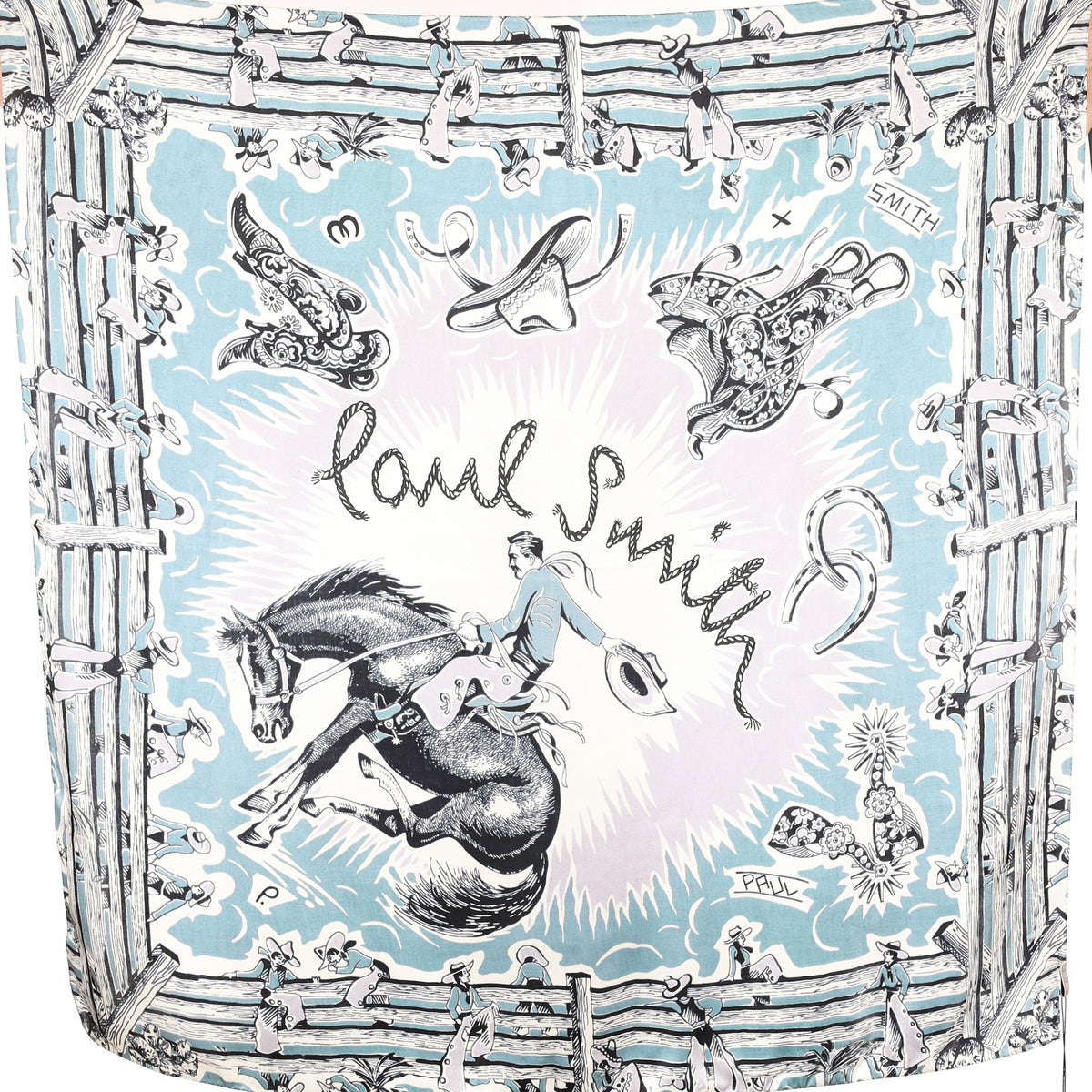 Brand New Paul Smith Blue Cowboy Silk Scarf