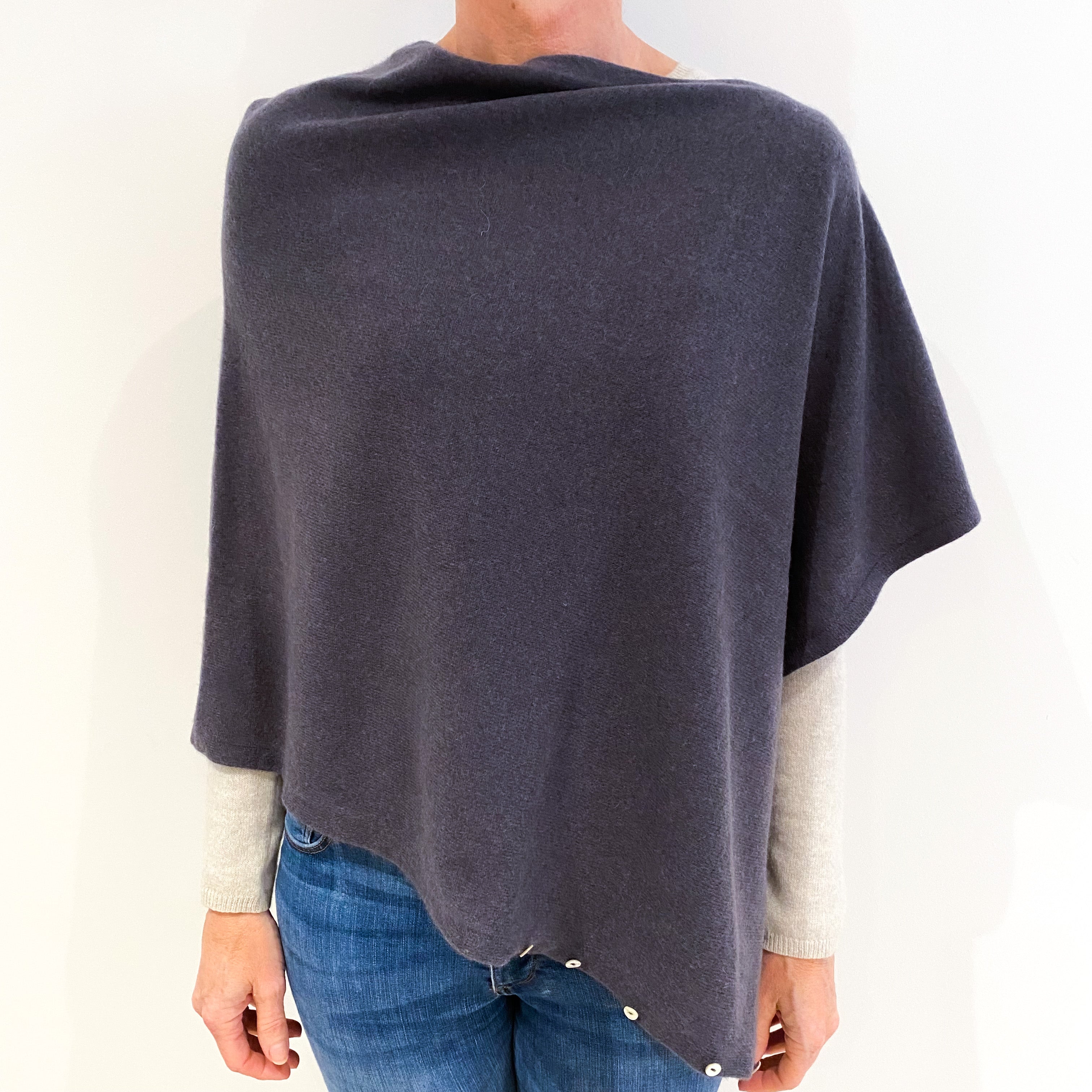 Slate Grey Cashmere Poncho One Size
