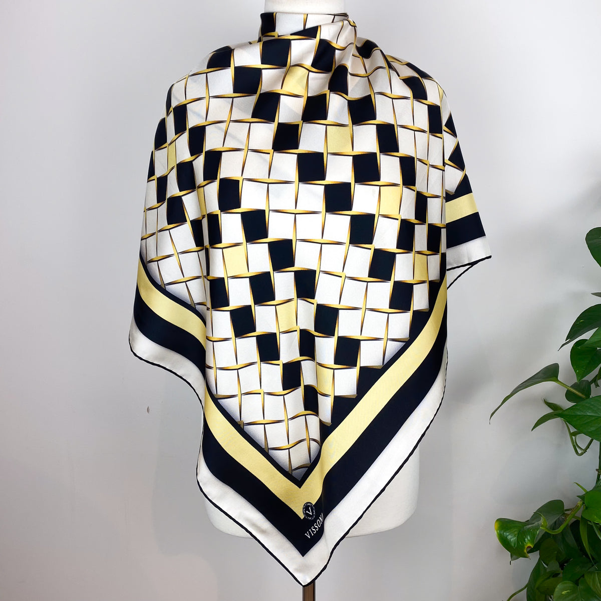 Large Geometric Modern Silk Twill Scarf