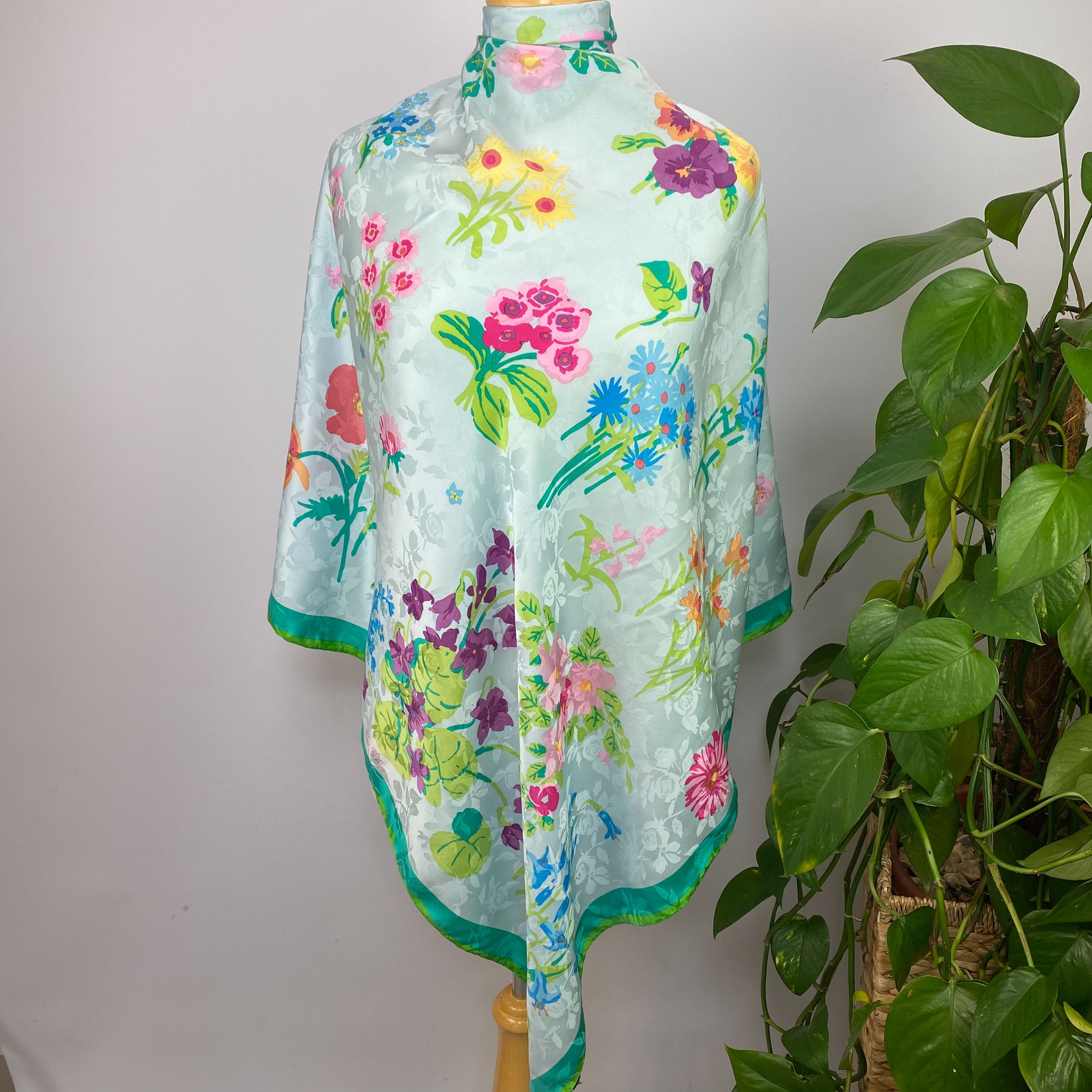 Ken Scott Designer Vintage Floral Silk Scarf