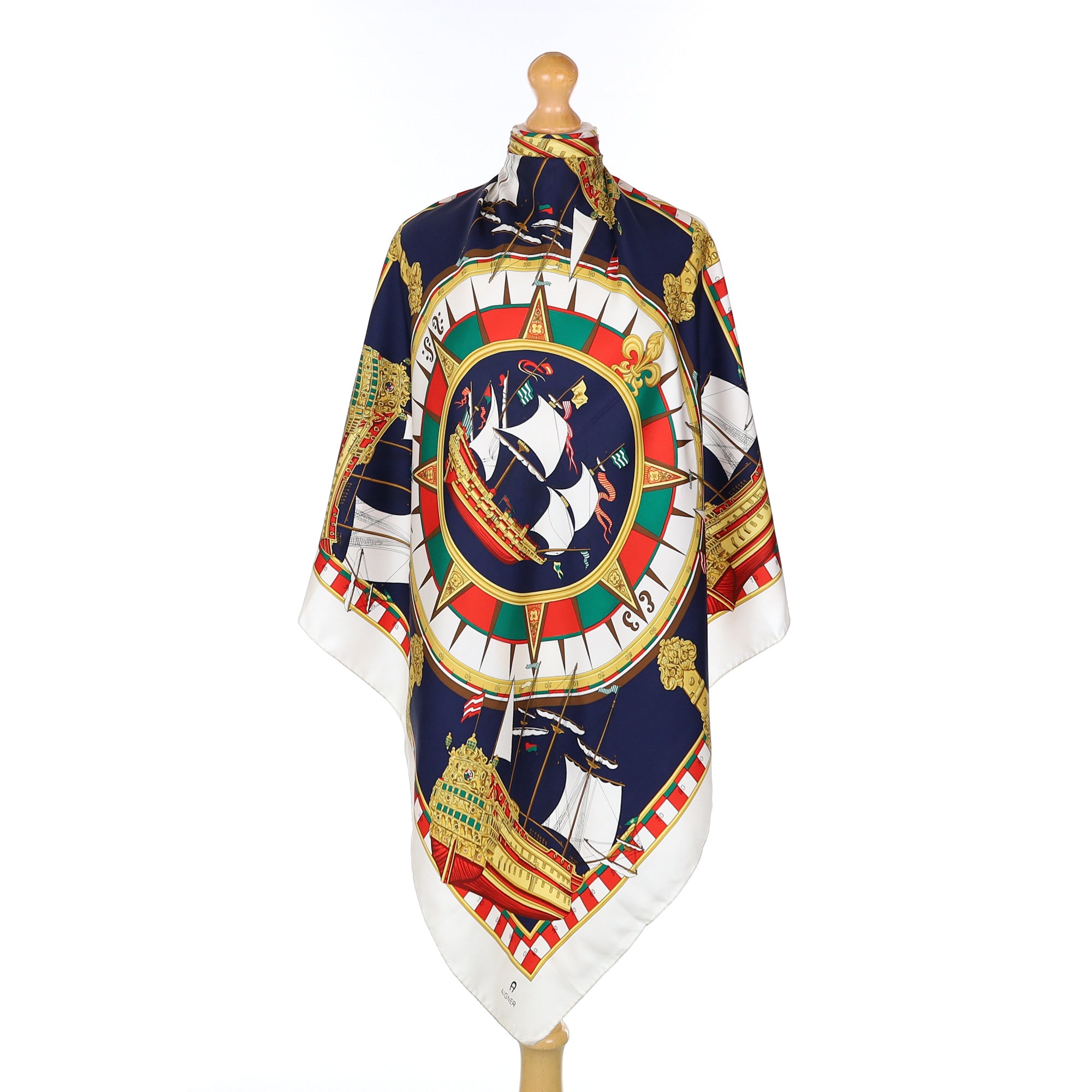 Aigner Nautical Ships Silk Scarf