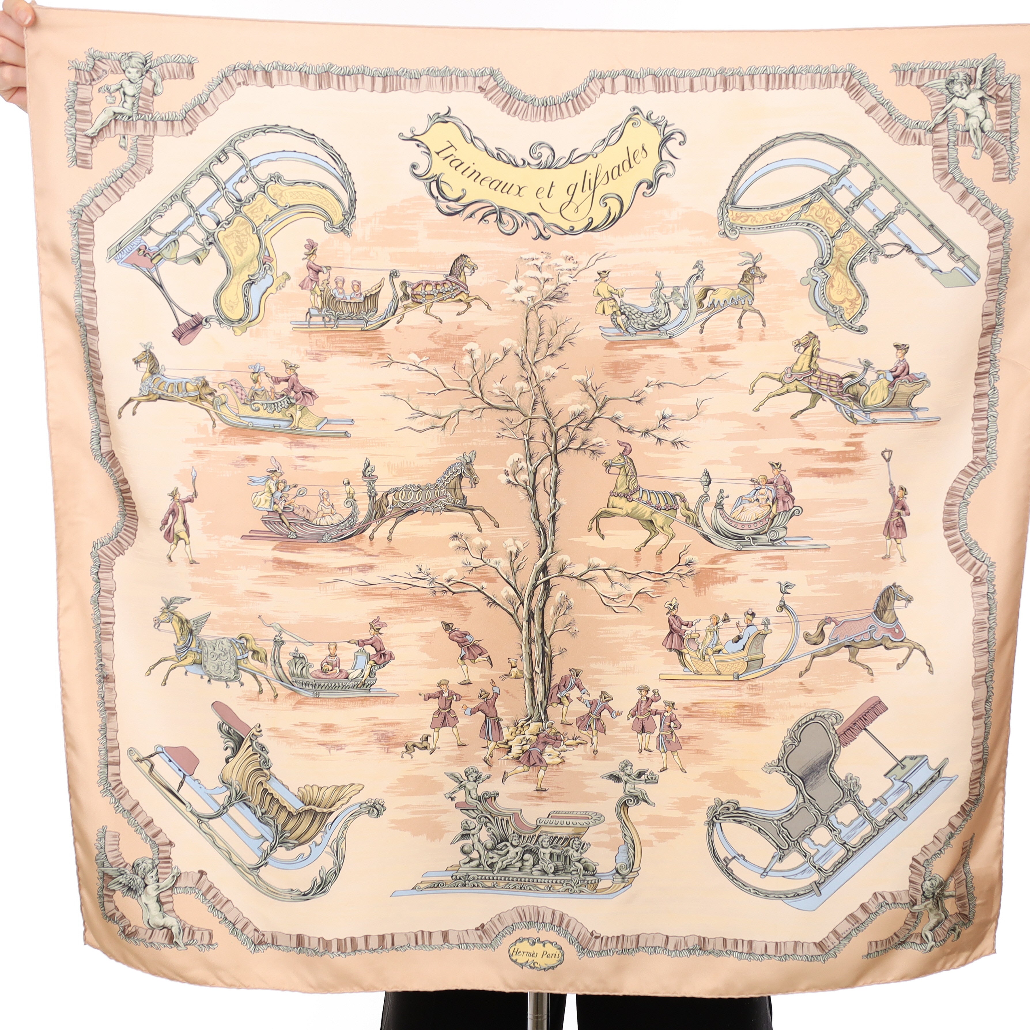 Hermès Traineaux Et Glissades Silk Scarf