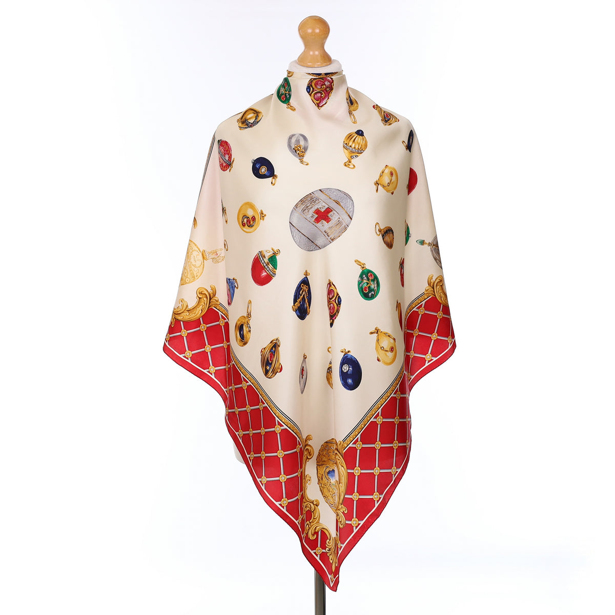 Echo Red And Cream Faberge Silk Scarf