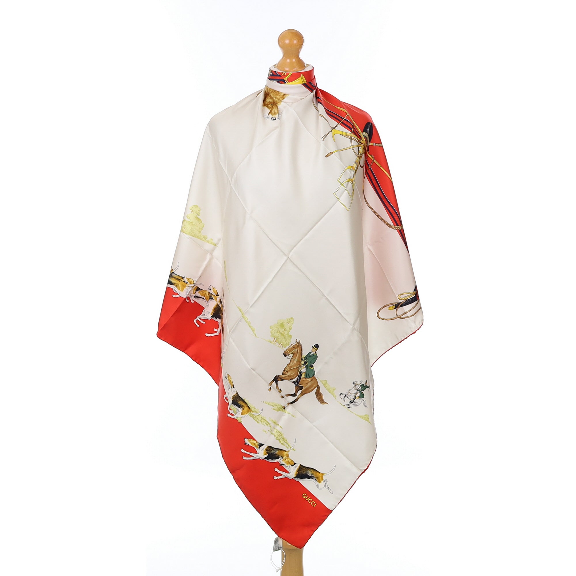 Brand New Gucci Fox Hunt Vintage Silk Scarf