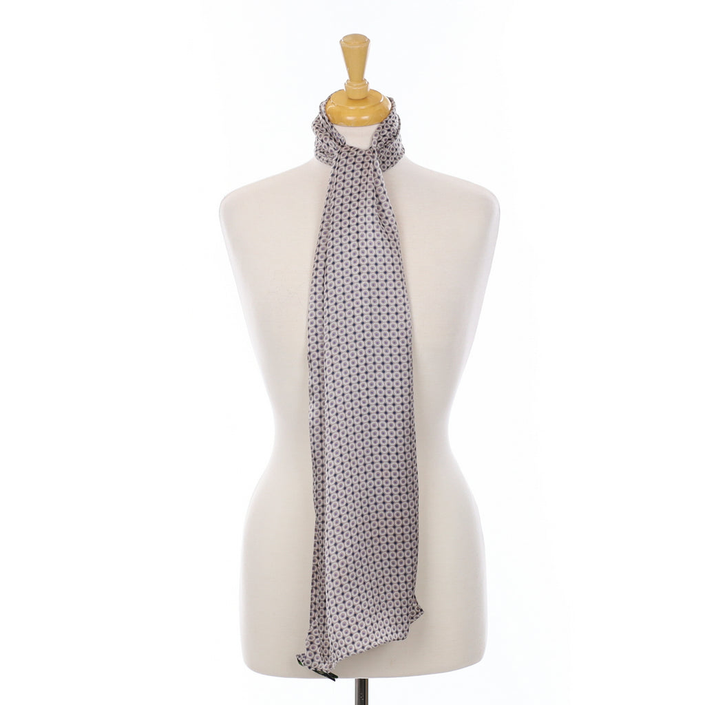 Shanghai Tang Geometric Taupe Silk Scarf