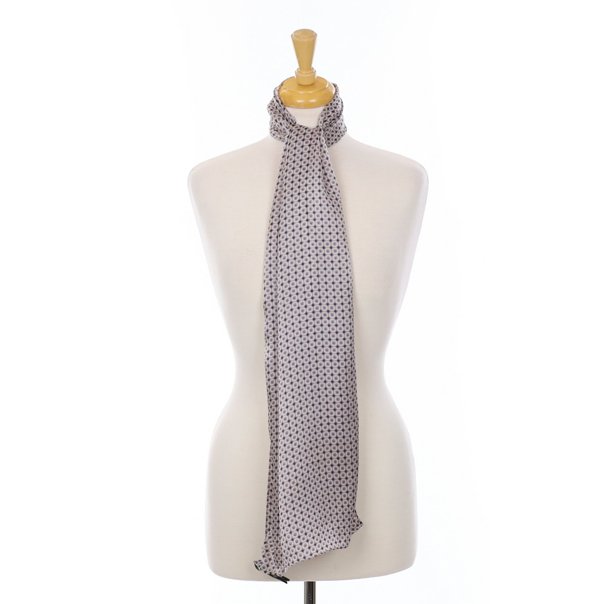 Shanghai Tang Geometric Taupe Silk Scarf