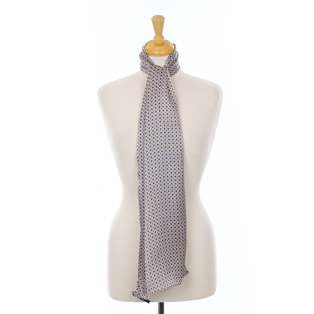 Shanghai Tang Geometric Taupe Silk Scarf