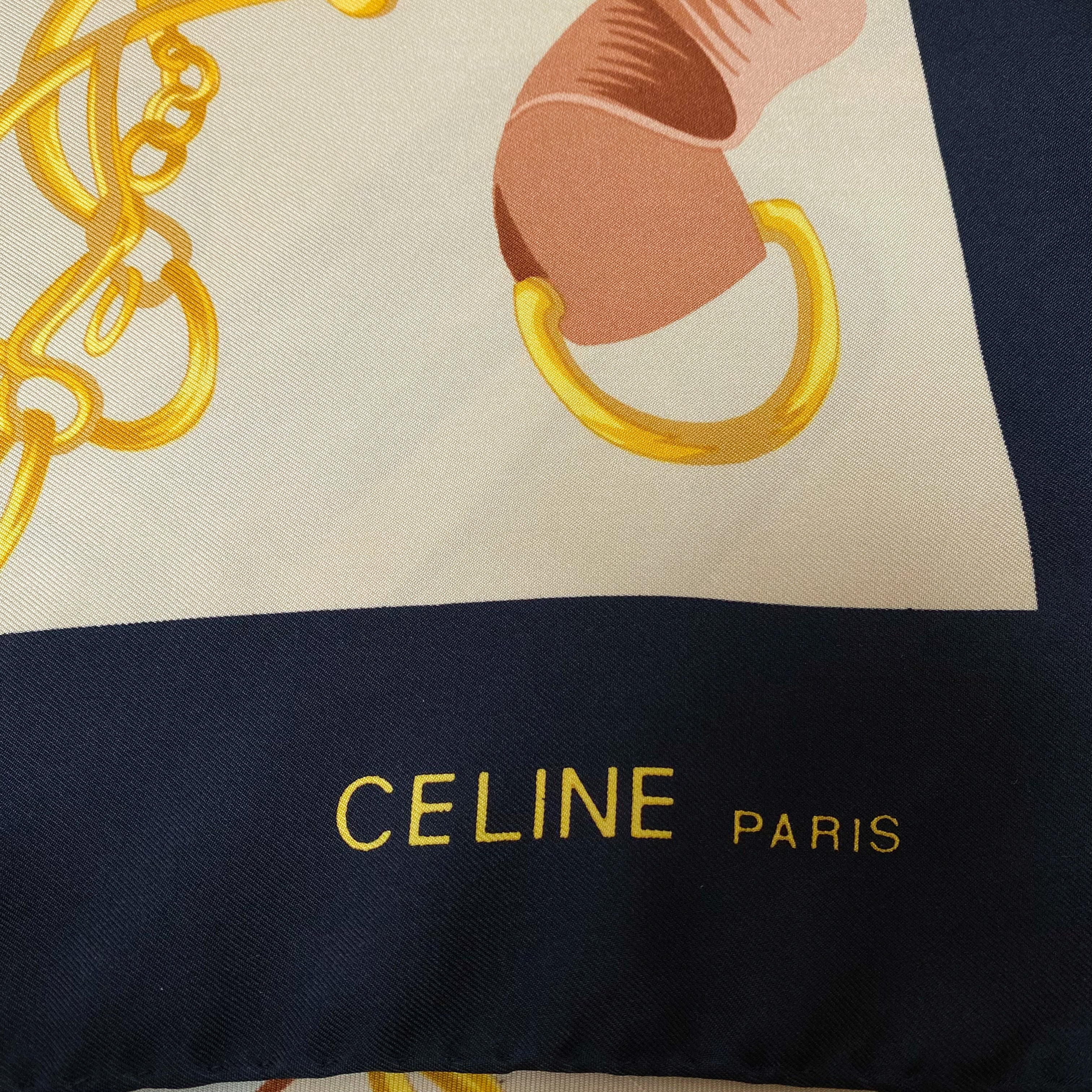 Celine Equestrian Design Silk Scarf
