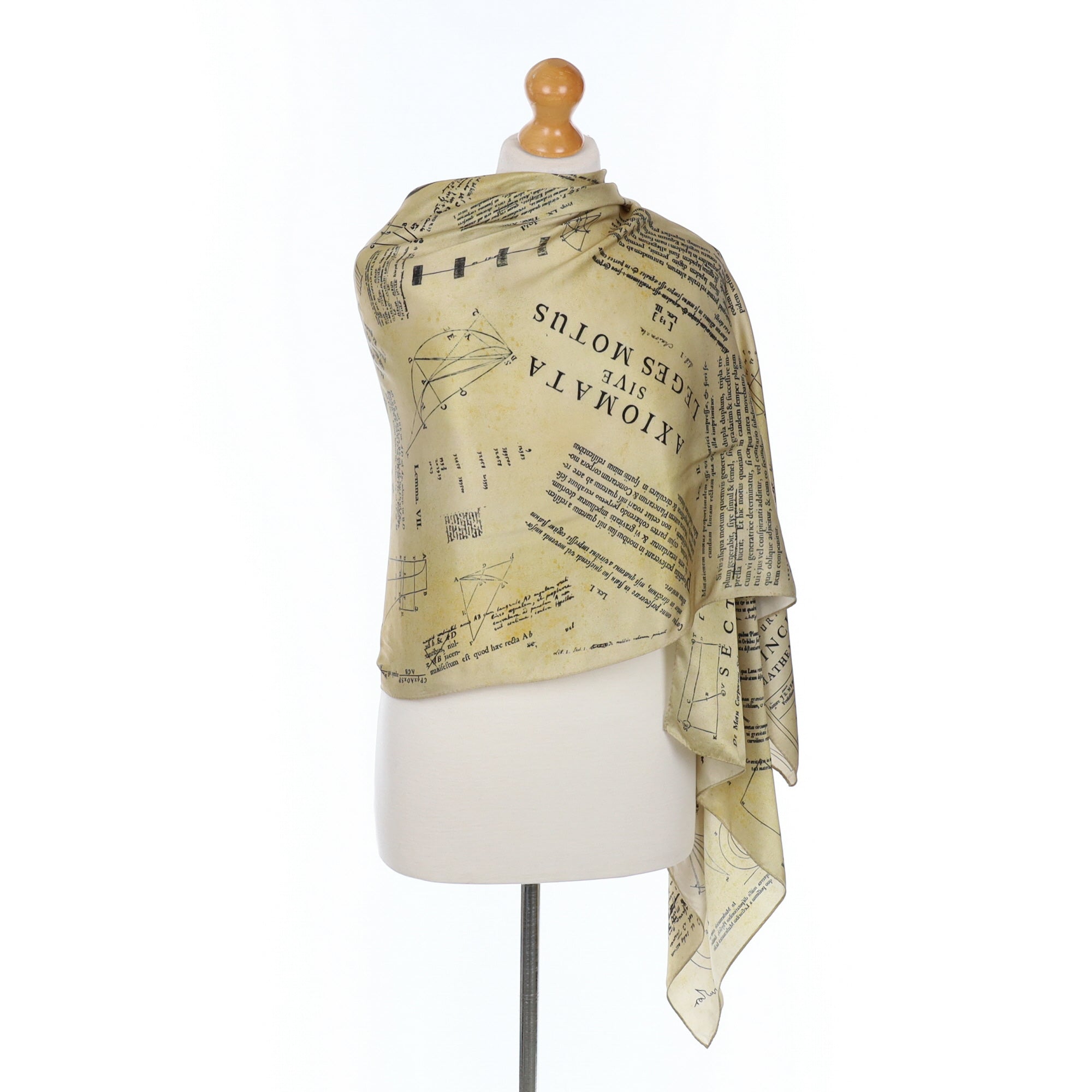 Old Book Style Black and Gold Silk Scarf
