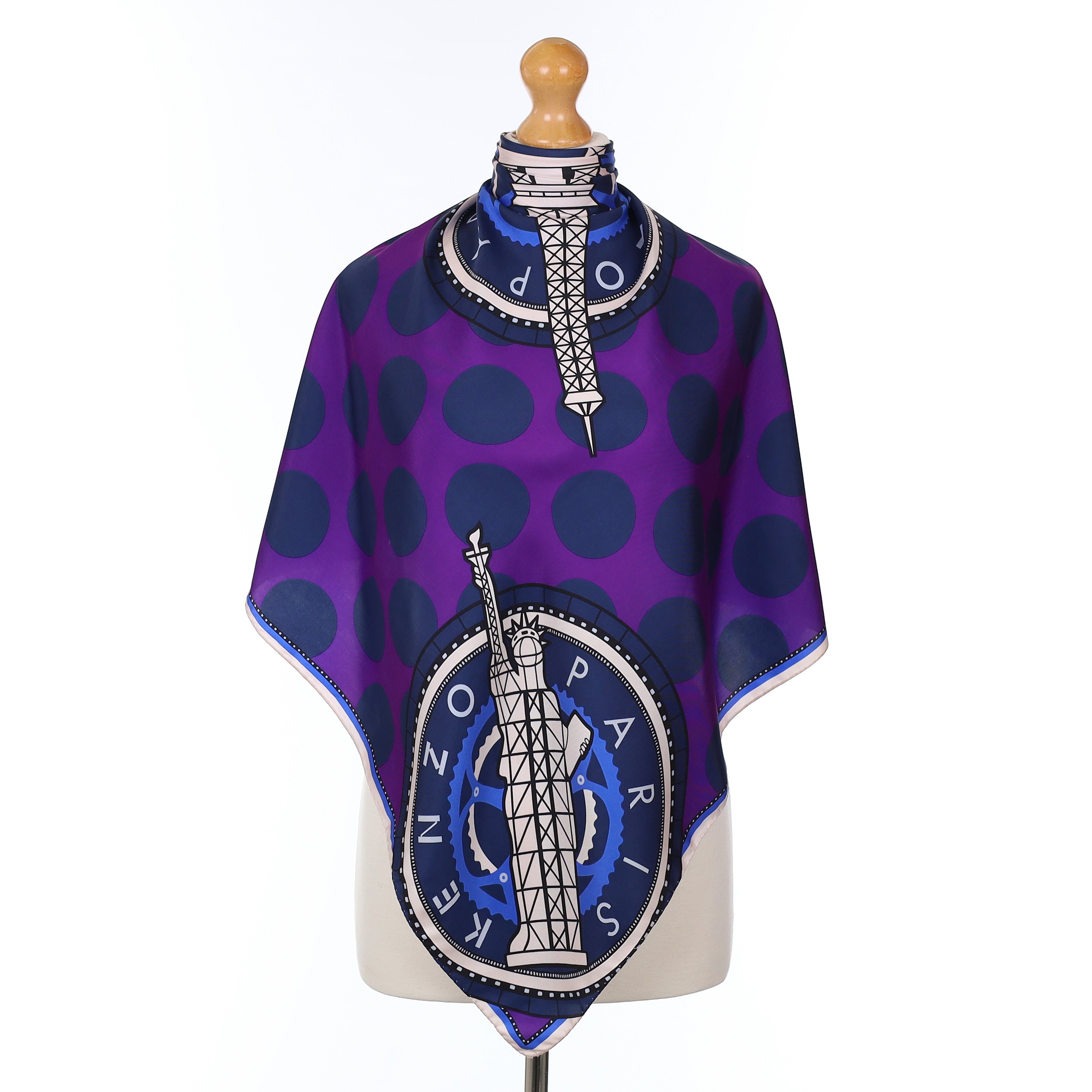 Kenzo Purple Polka Dot Silk Scarf