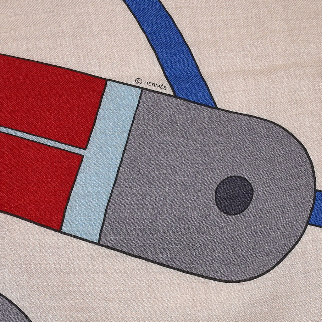 Brand New Boxed Hermès Cycling Silk & Cashmere Stole