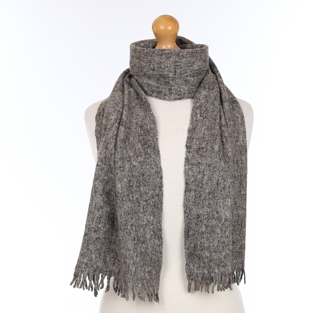 Italian Grey Marl Cashmere Woven Scarf