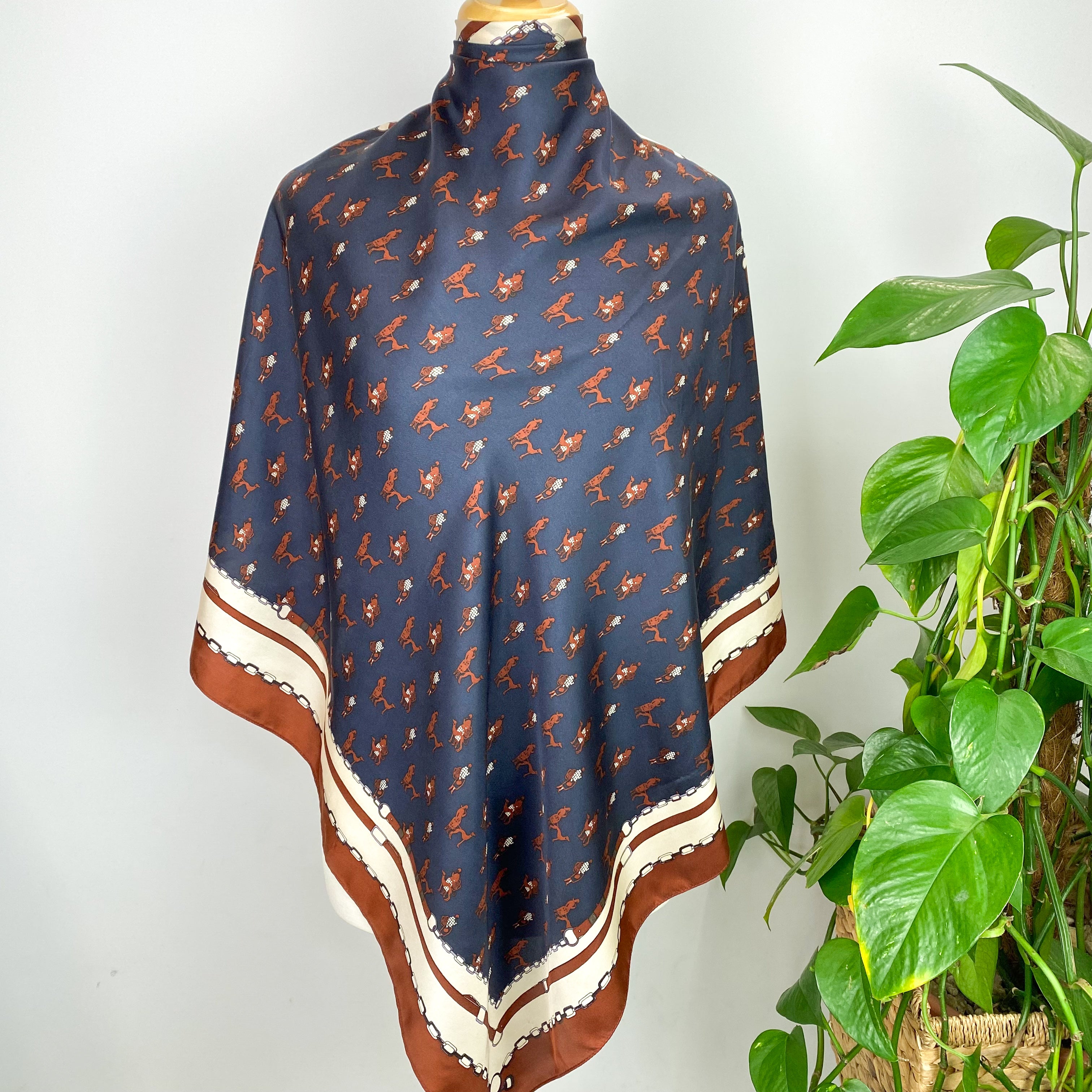 Navy Blue Laura Ashley Silk Scarf