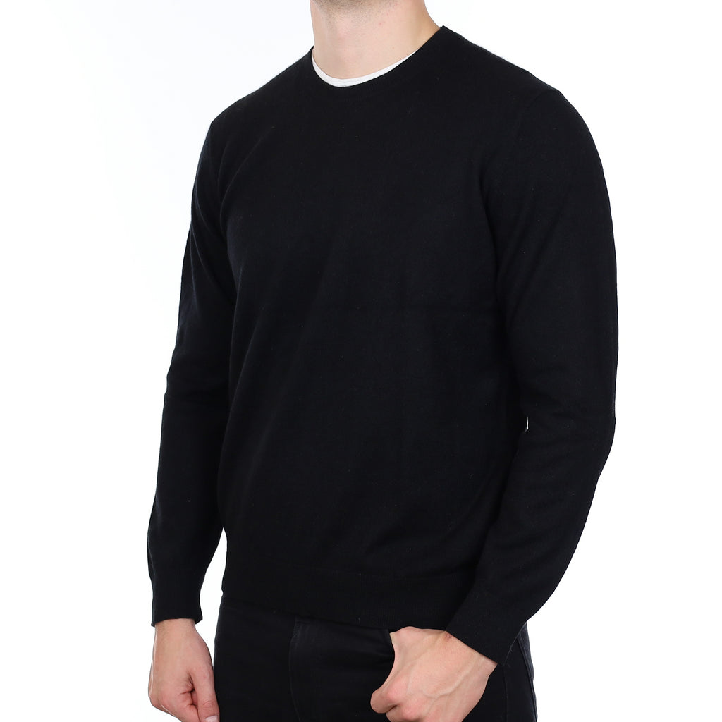 Men’s Black Cashmere Crew Neck Jumper Extra Large