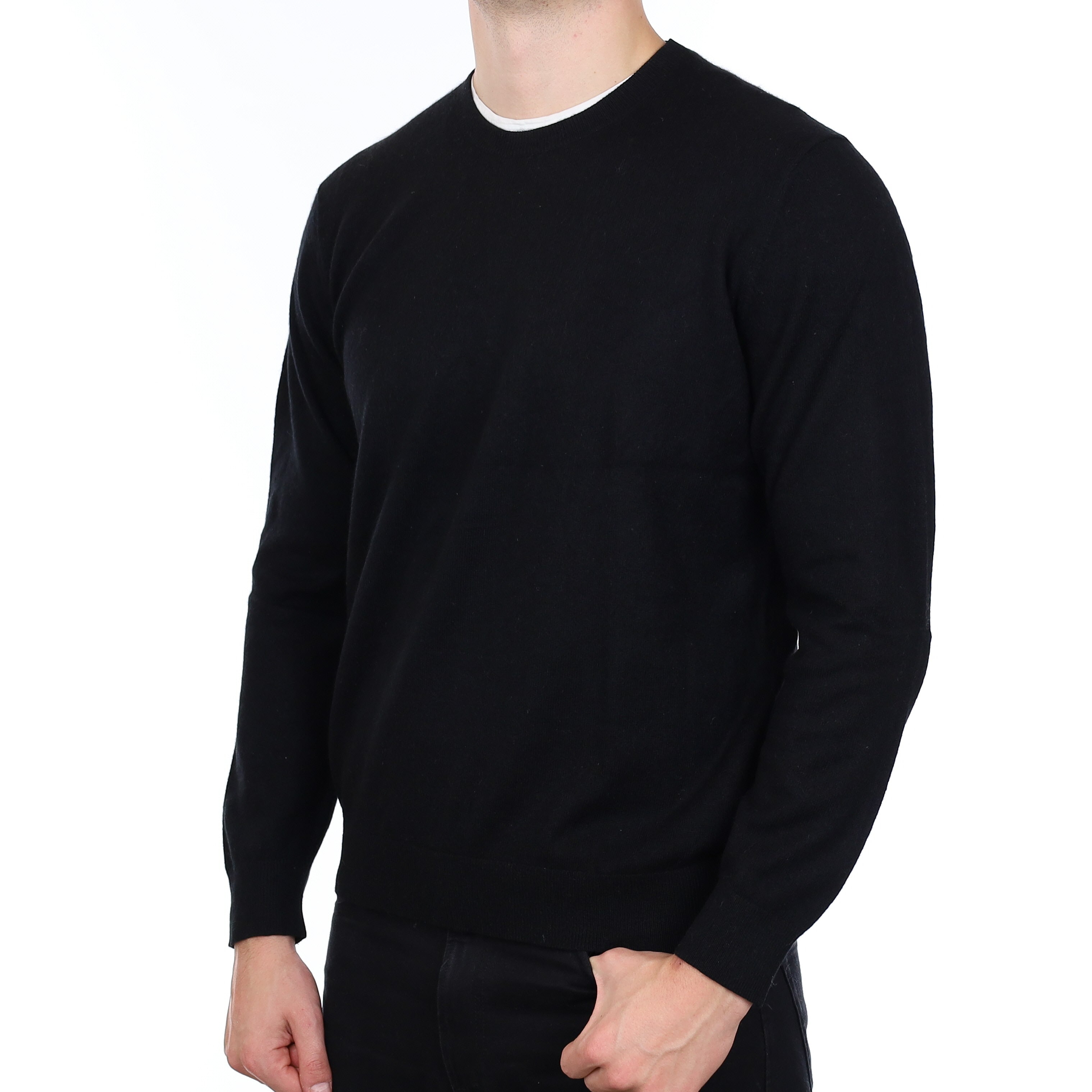 Men’s Black Cashmere Crew Neck Jumper Extra Large