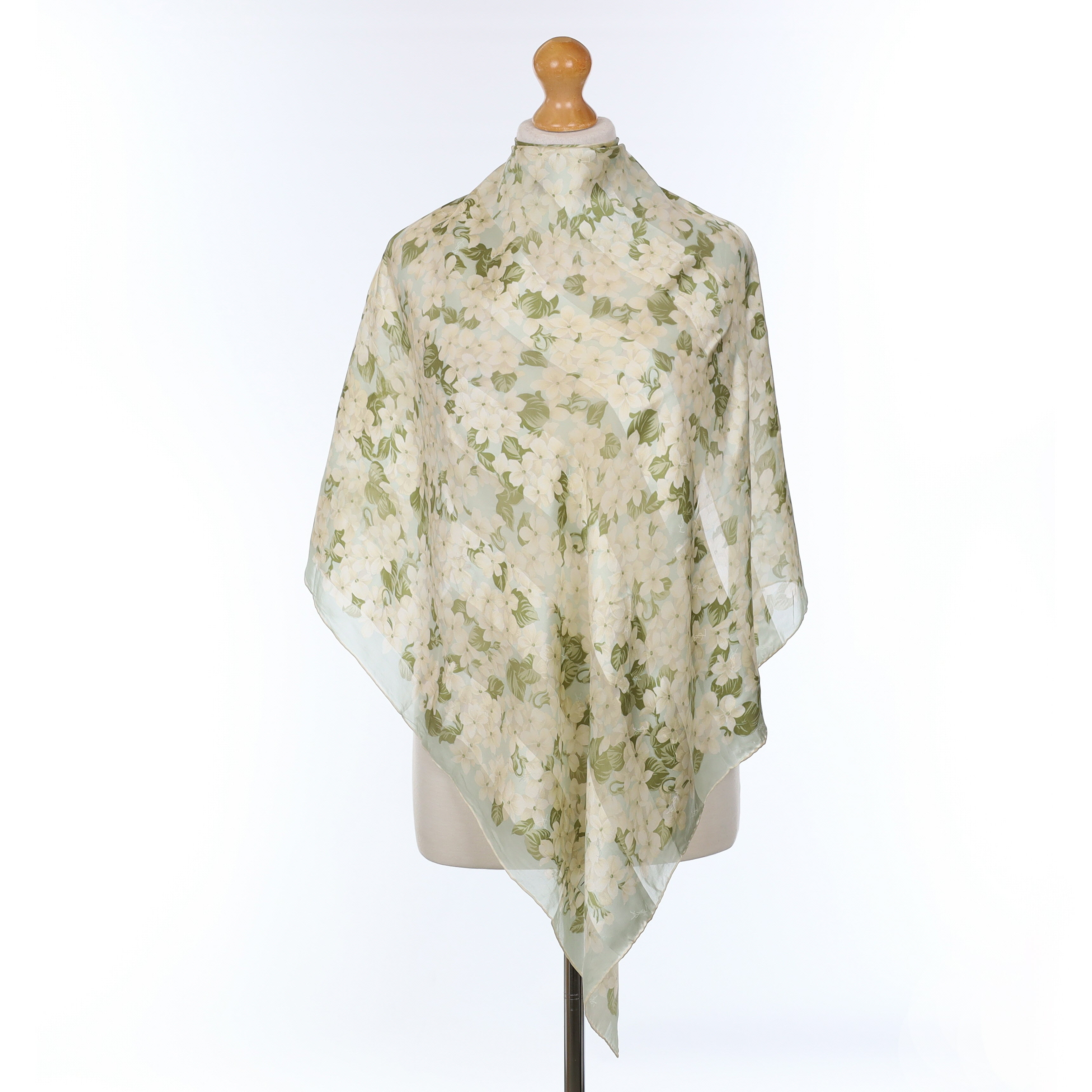 Yves Saint Laurent Mint Floral Silk Scarf