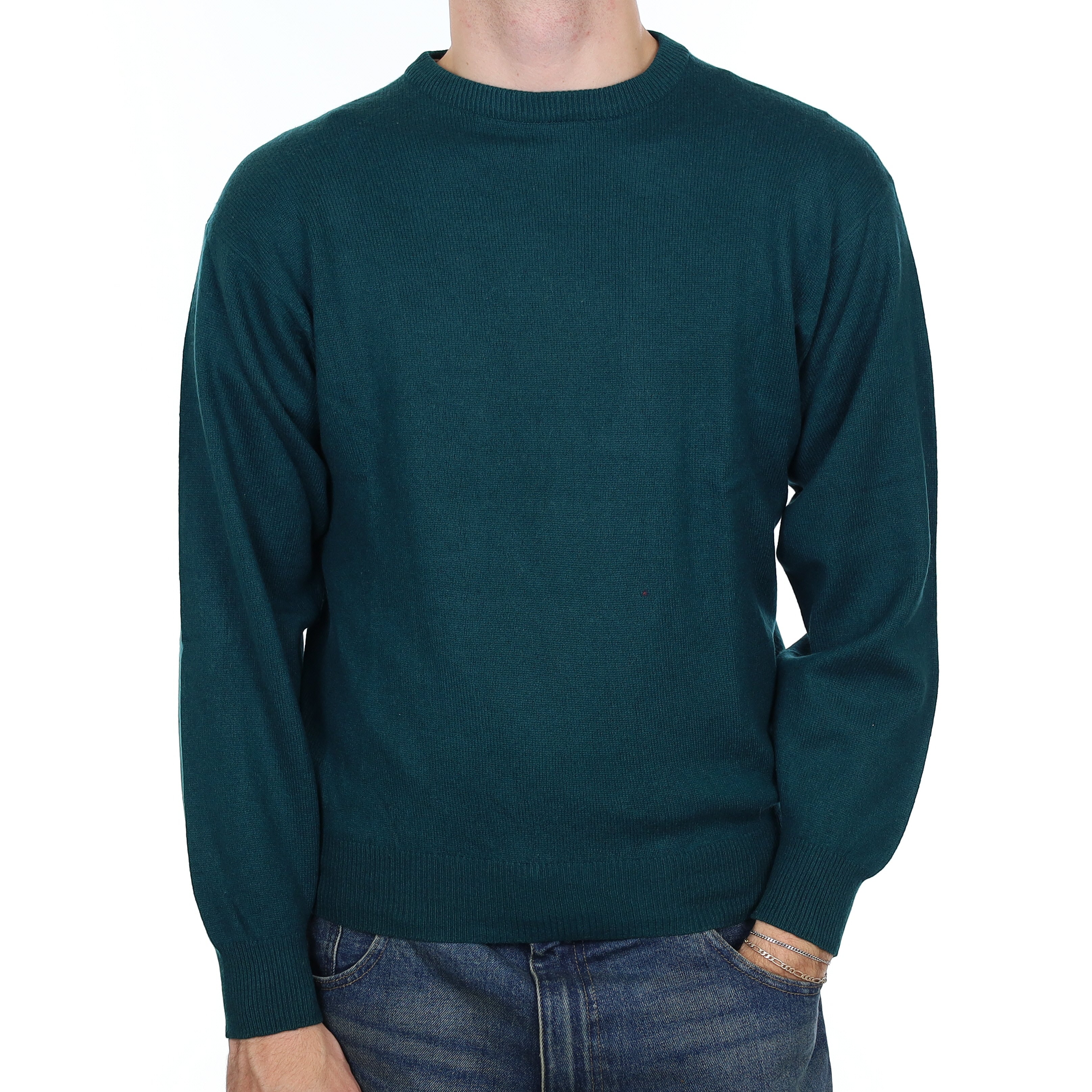 Men’s Deep Forest Green Cashmere Crew Neck Jumper Medium