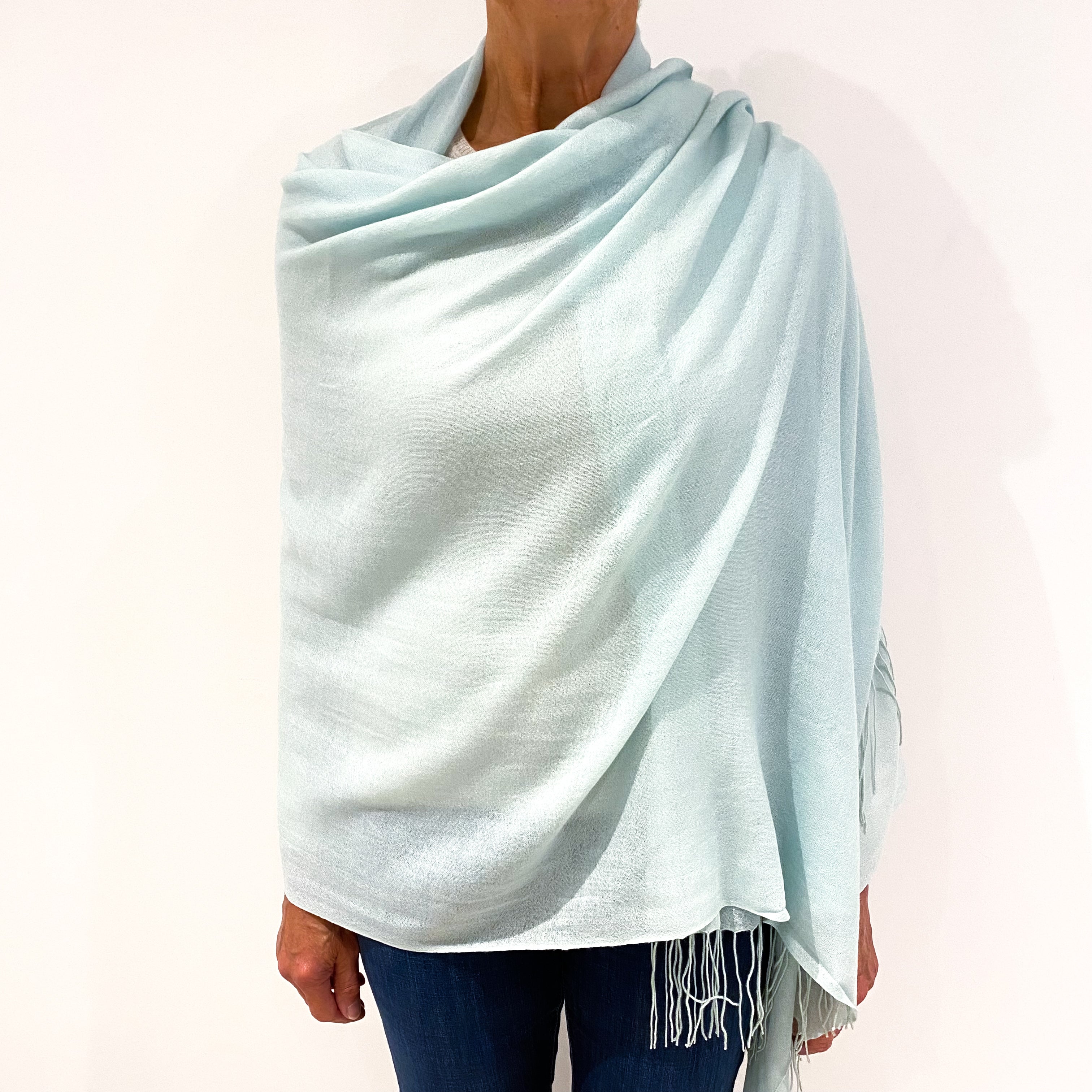 Pale Mint Blue Brand New Cashmere Pashmina Scarf