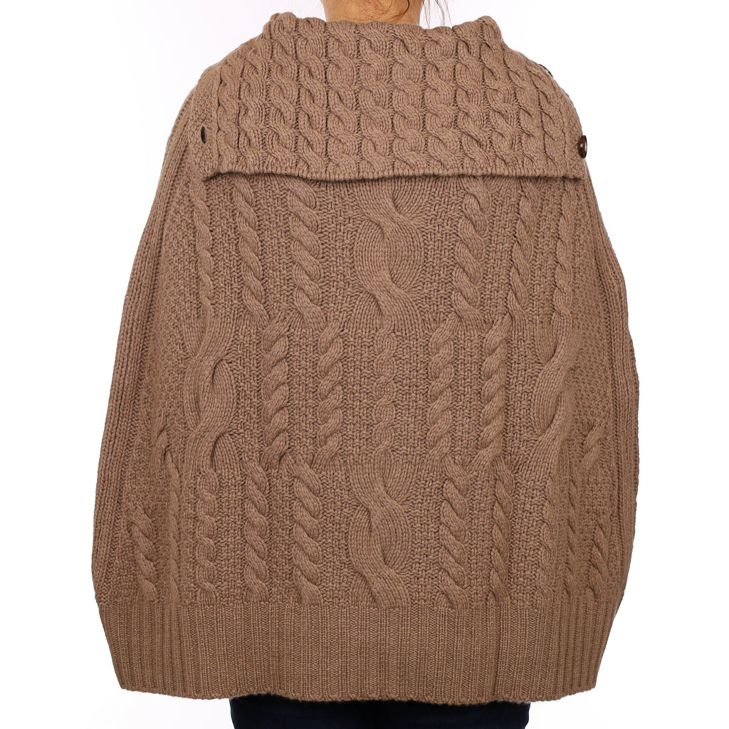 Brand New Scottish Hawico Latte Brown Luxury Chunky Cashmere Cape One Size