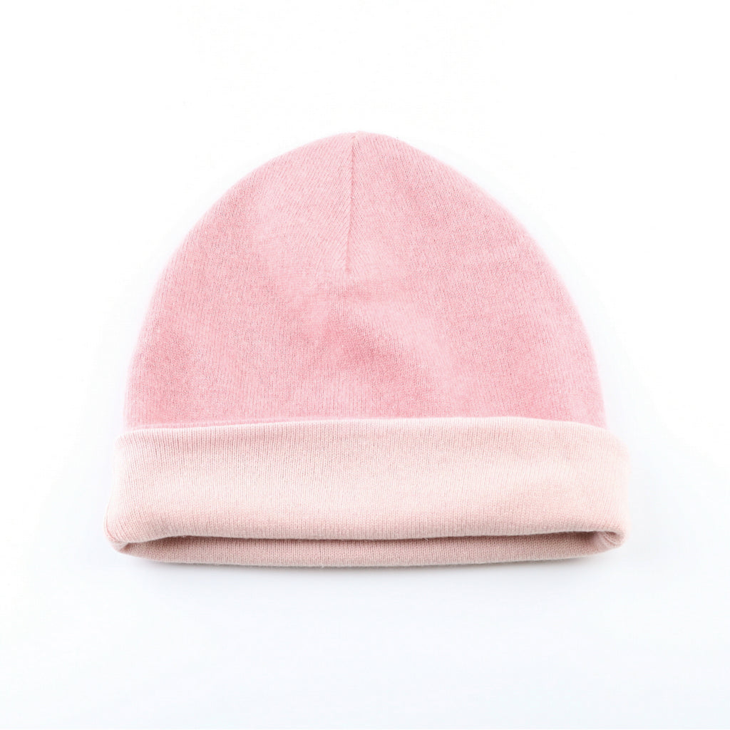 Dusky Pink and Pale Pink Reversible Cashmere Beanie Hat