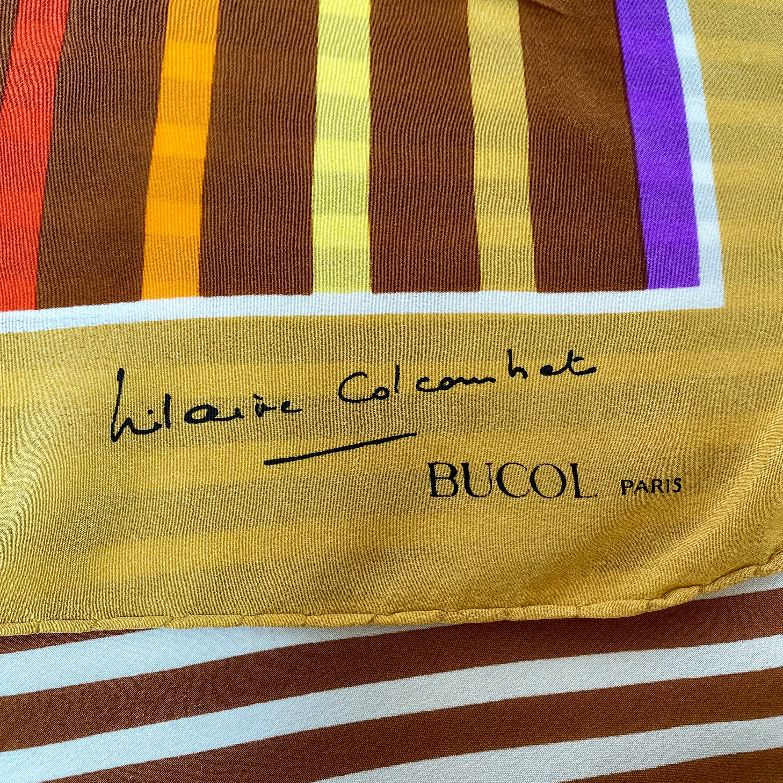1970s Bucol Striped Vintage Silk Scarf