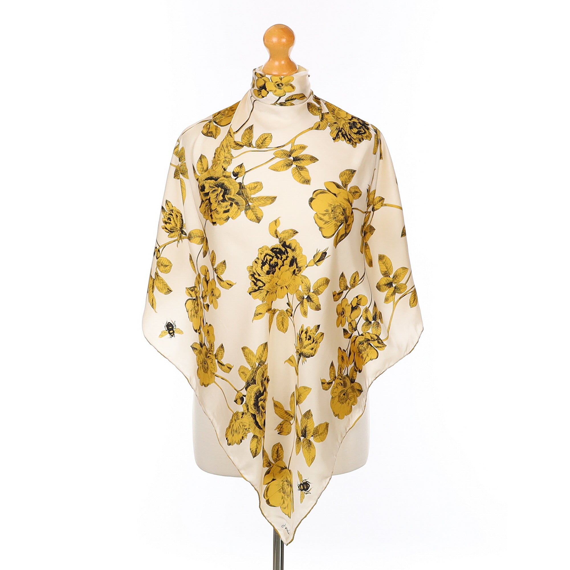 Joules Cream and Yellow Floral Silk Scarf