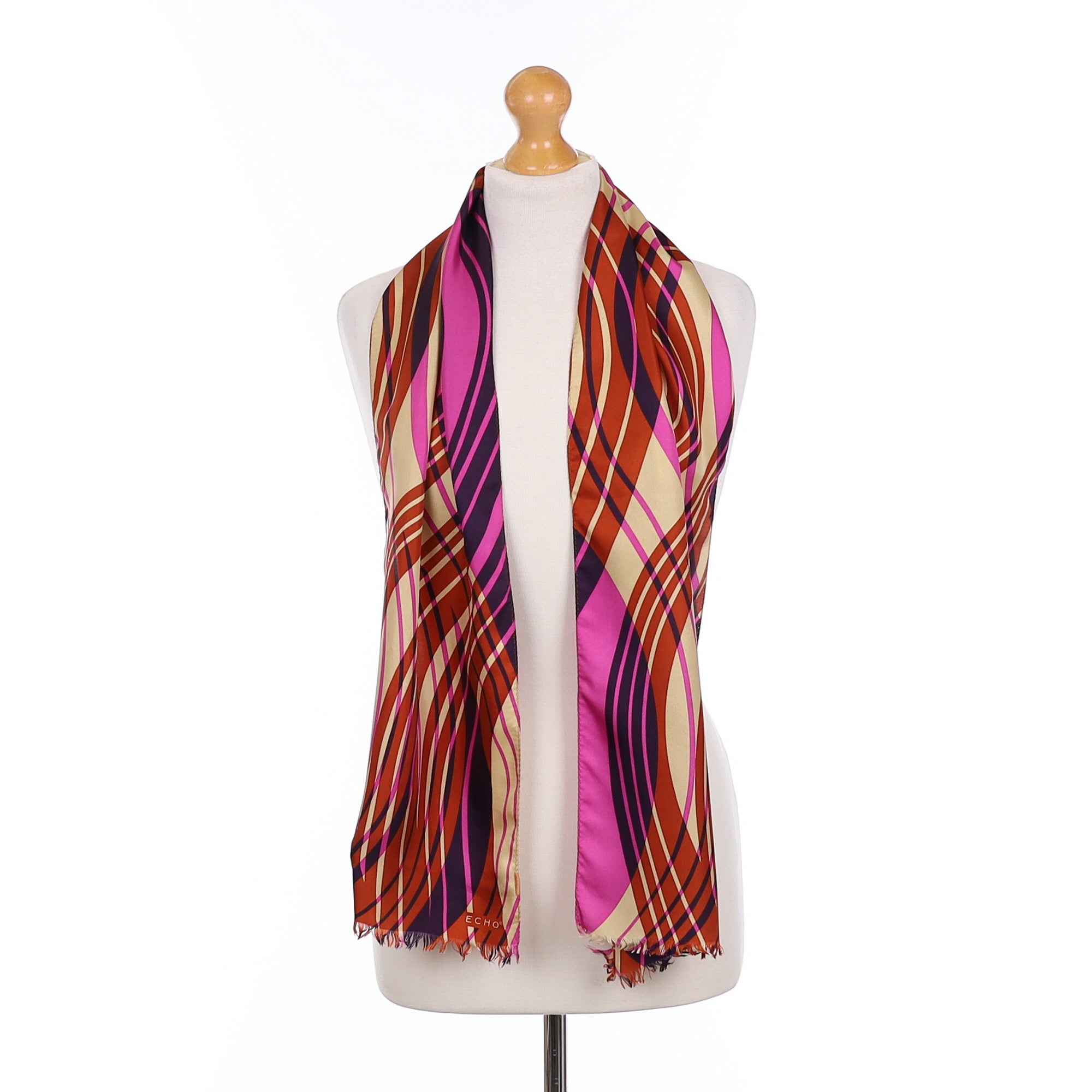 Echo Rust and Magenta Swirled Silk Scarf