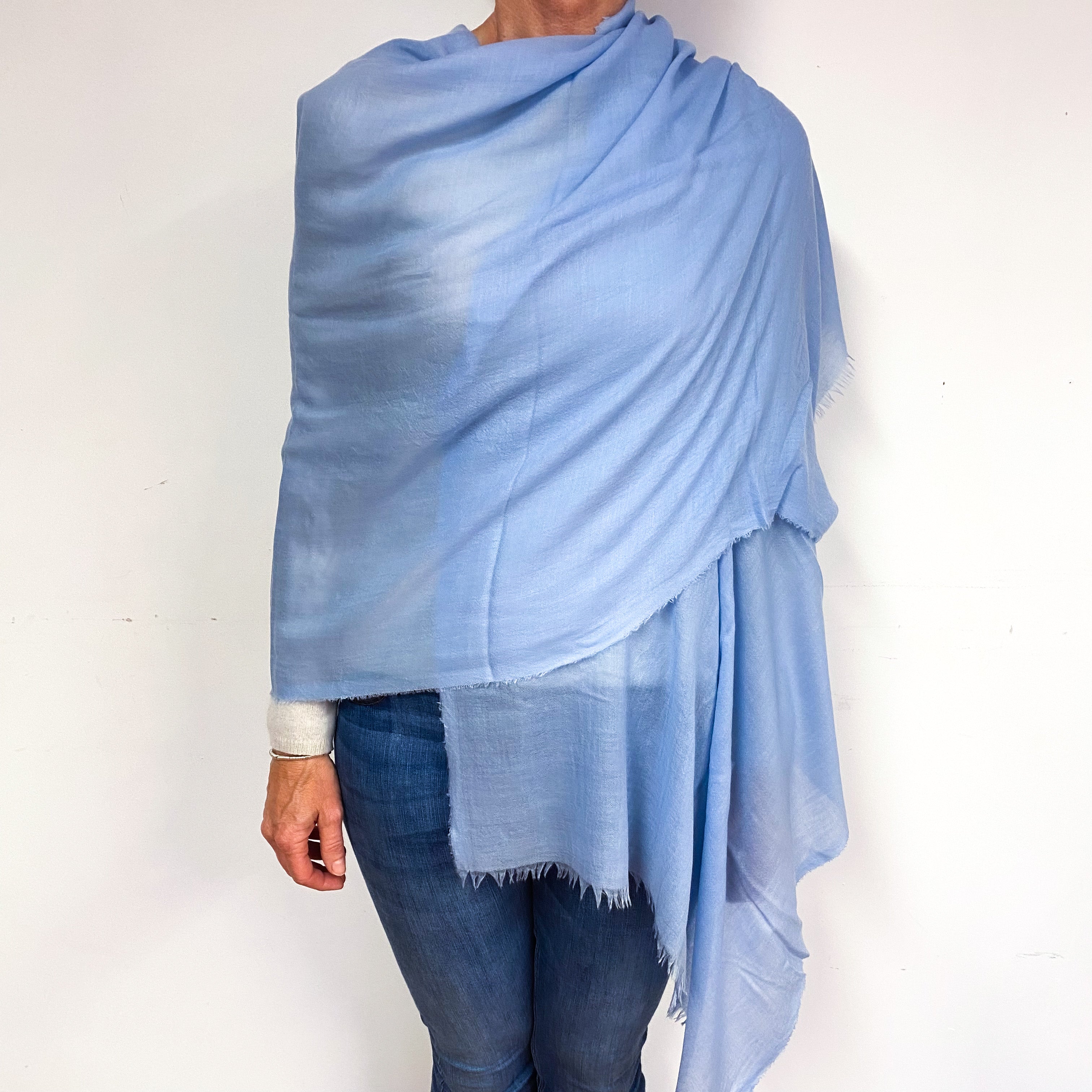 Powder Blue Fine Knit Woven Wrap