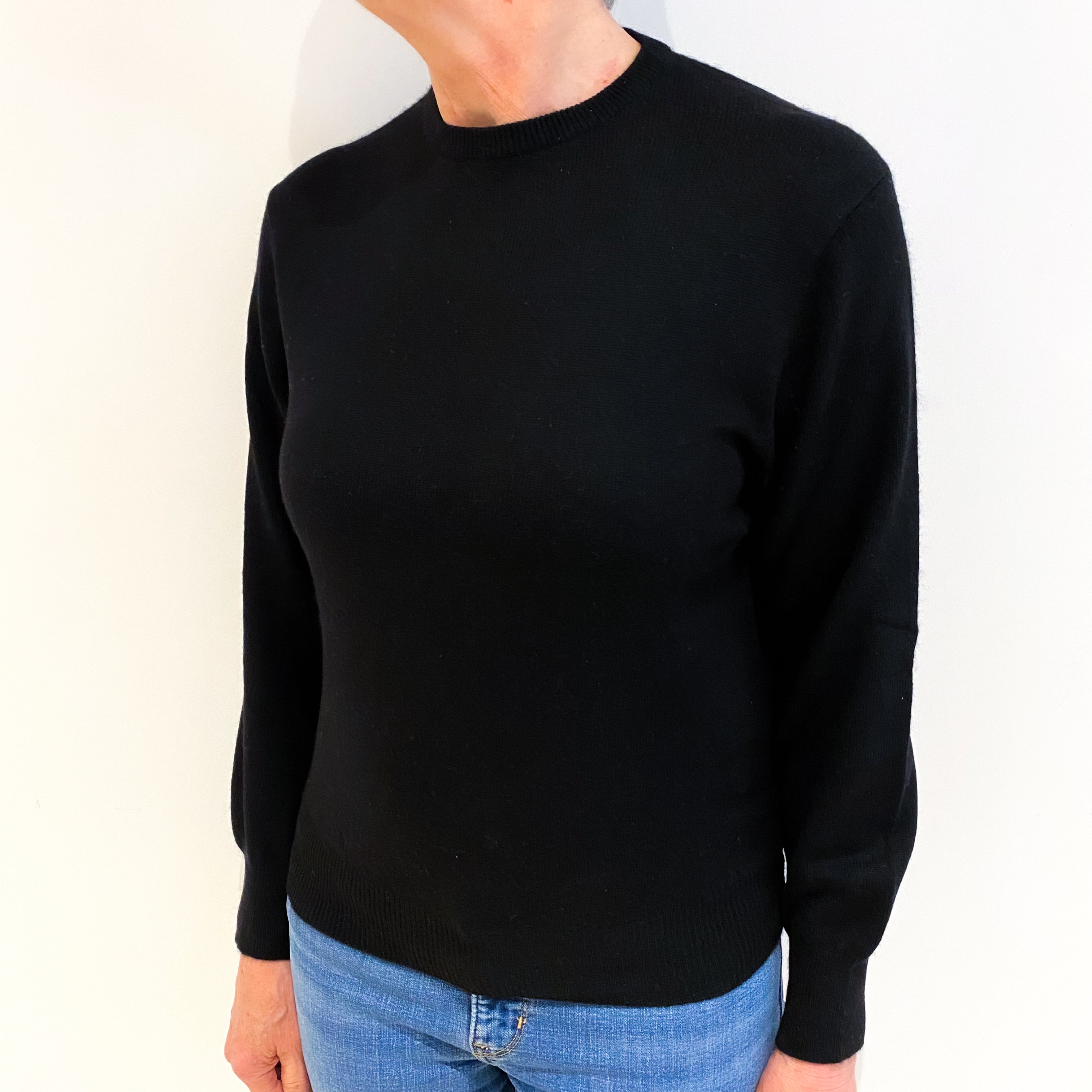 Black Cashmere Crew Neck Jumper Medium