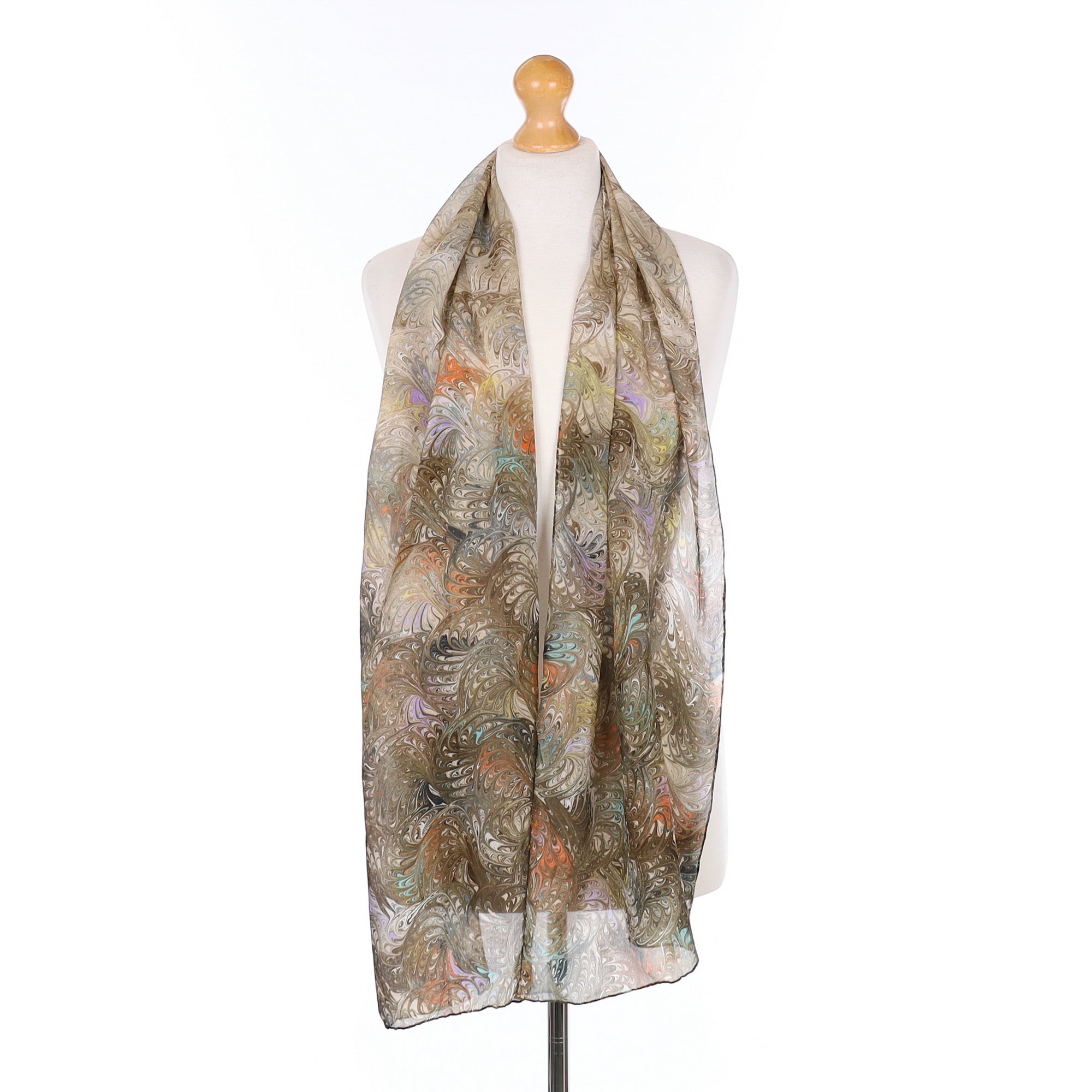 Colourful Marble Effect Vintage Silk Scarf