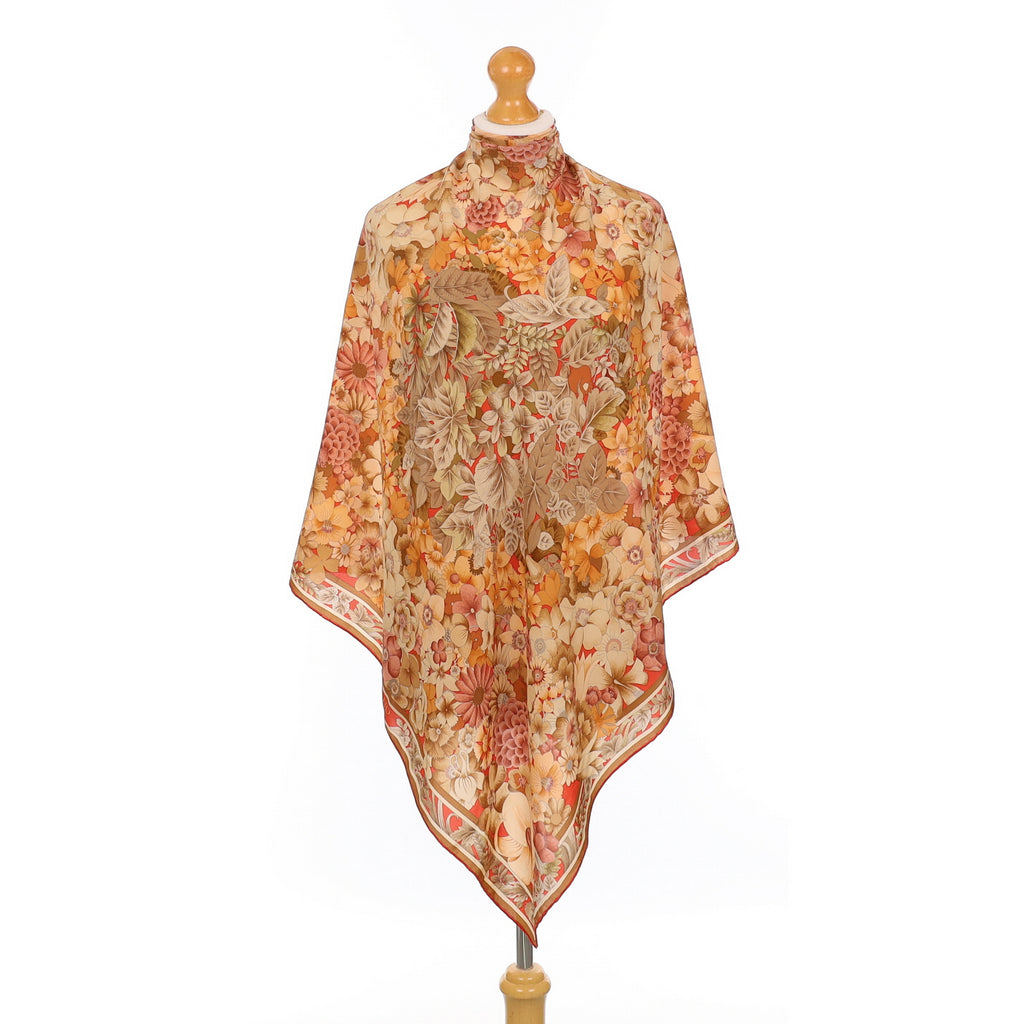 Pristine Leonard Botanical Design Silk Scarf