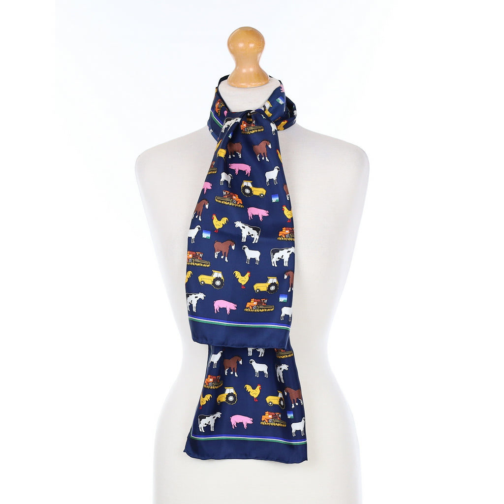 Farm Motif Silk Scarf