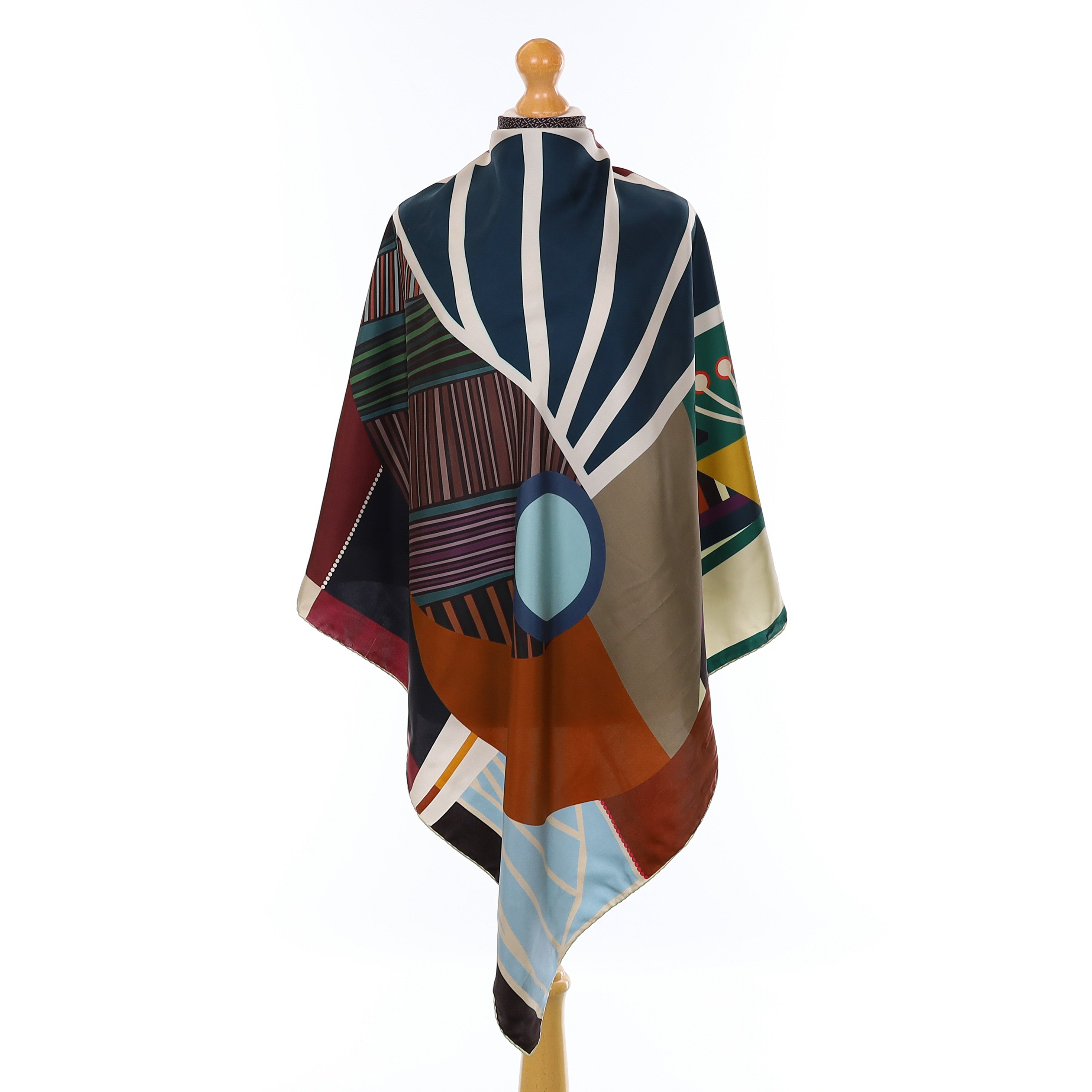 Colour Block Bird Silk Scarf