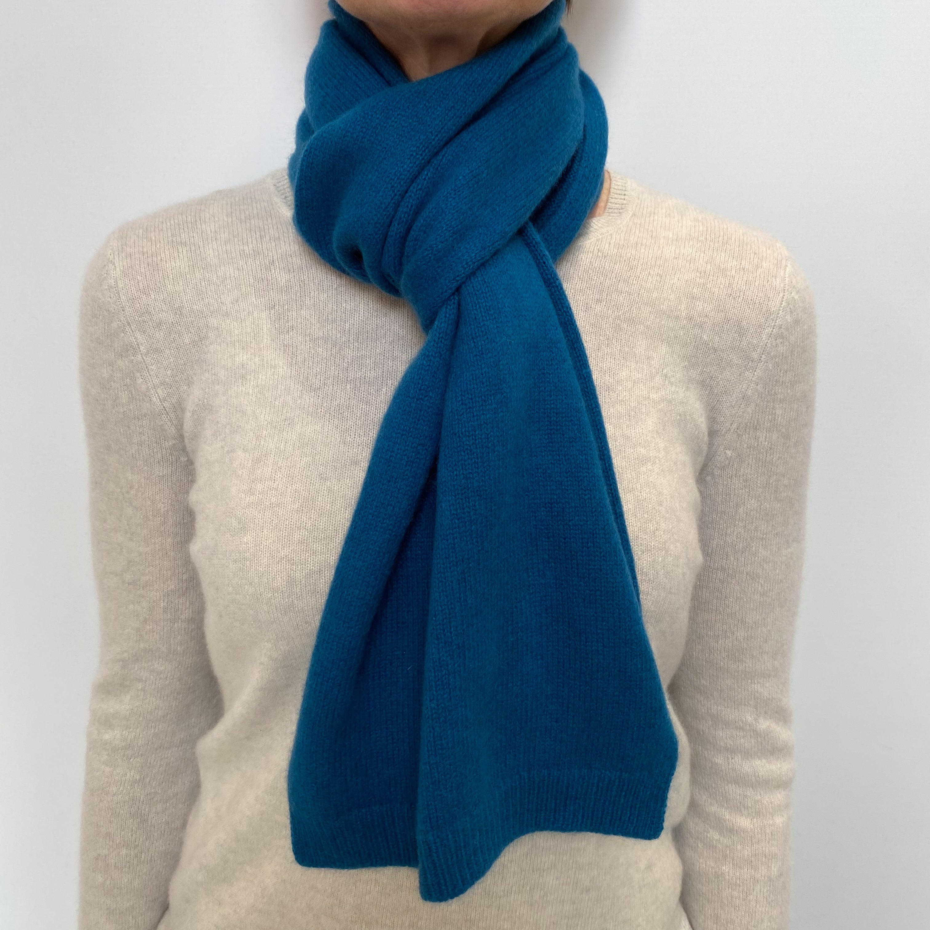 Teal Blue Cashmere Scarf