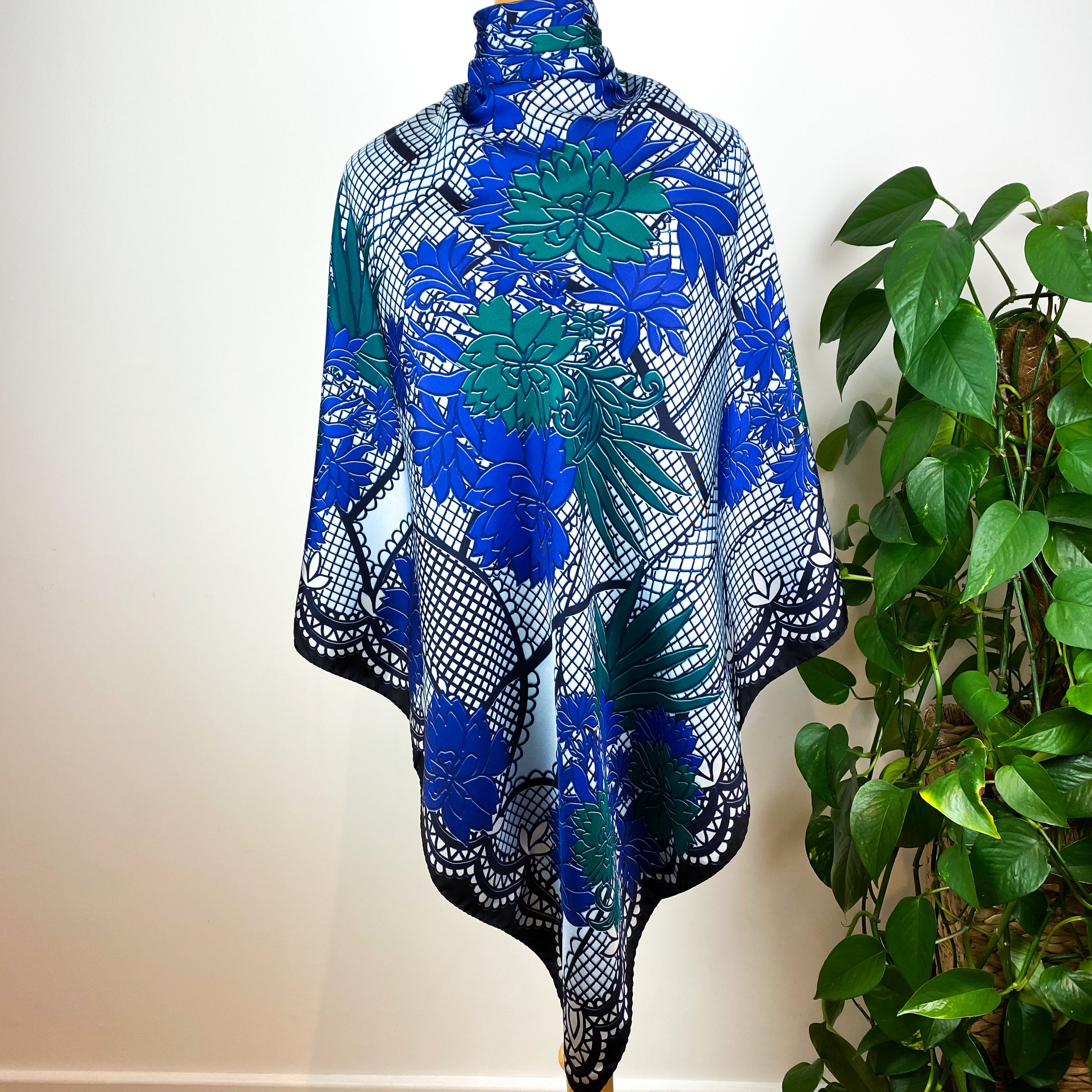 Large Floral Italian Silk Scarf