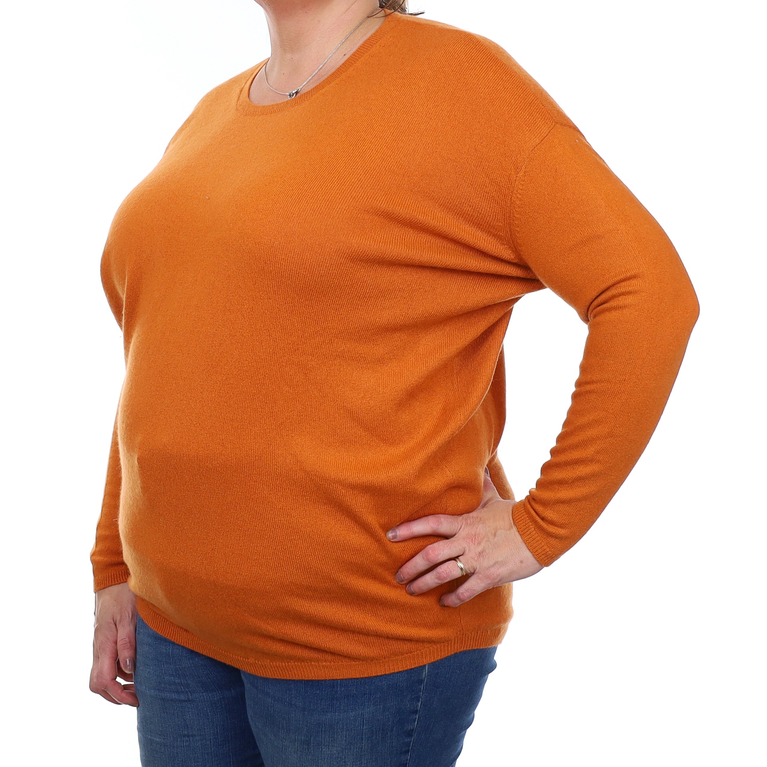 Eric Bompard Burnt Orange Cashmere Crew Neck Jumper Extra Large