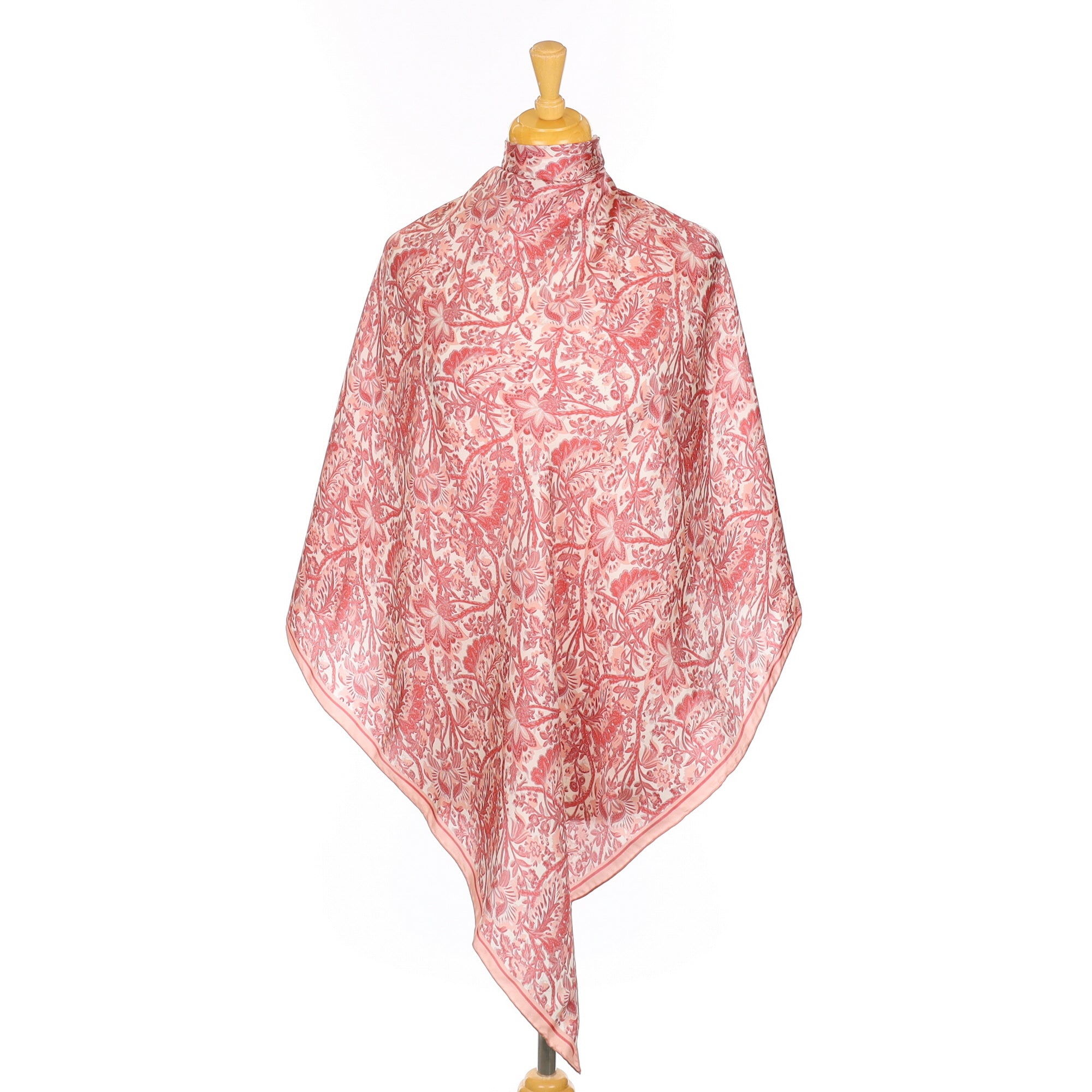 Brand New Pink Leaf Pattern Silk Scarf