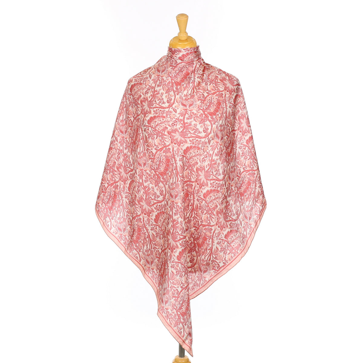 Brand New Pink Leaf Pattern Silk Scarf