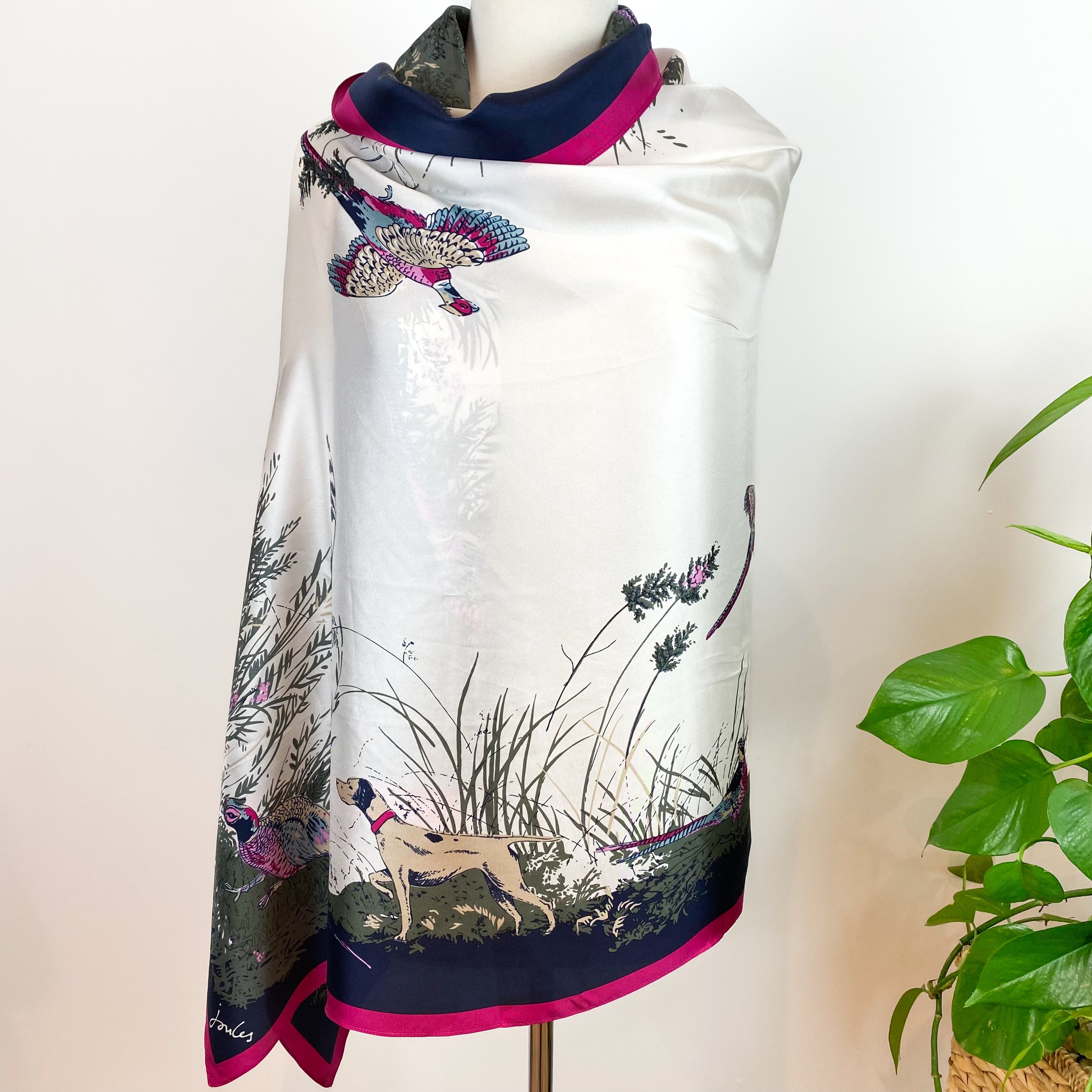 Large Joules Wrap Style Silk Scarf