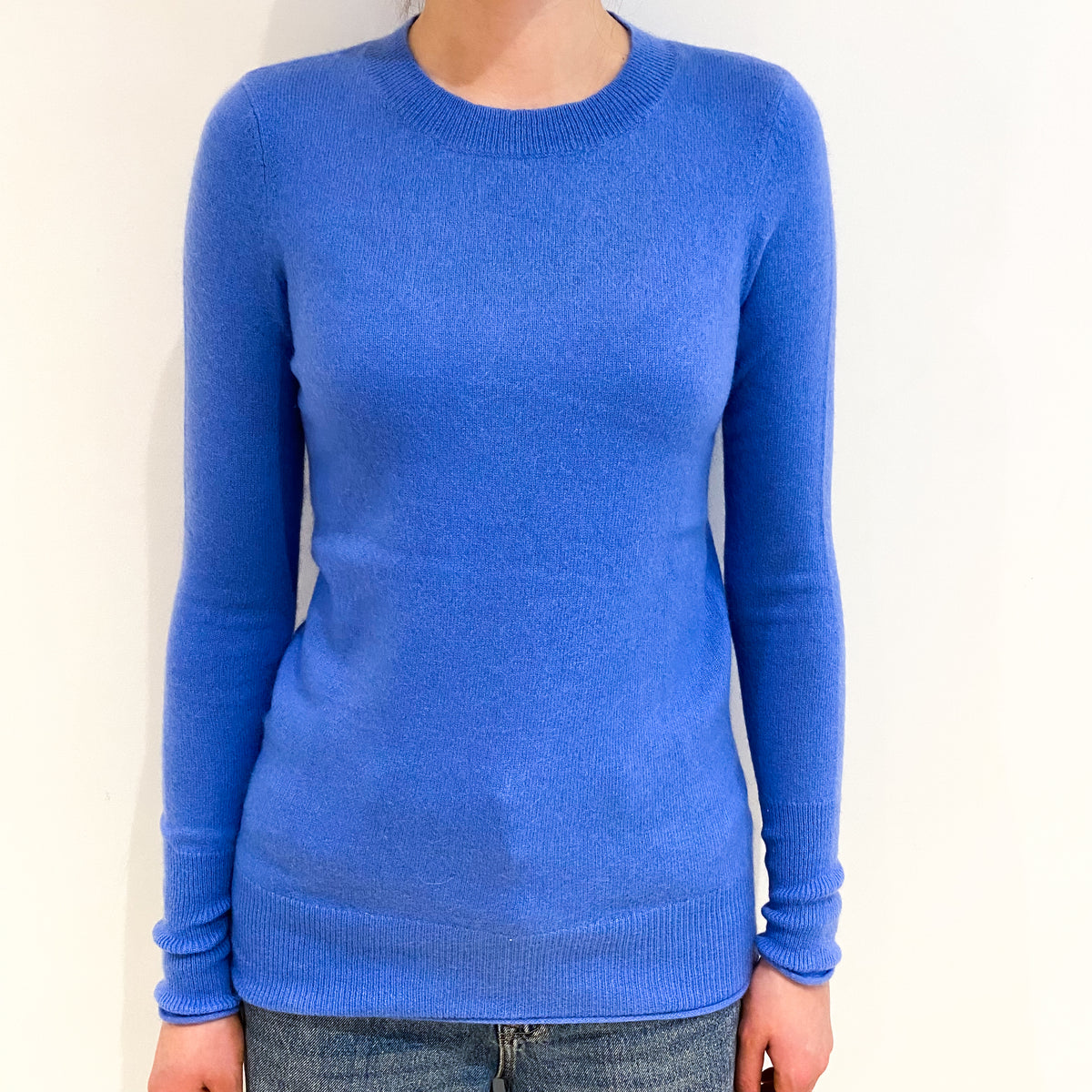 Cornflower Blue Cashmere Crew Neck Jumper Extra Small
