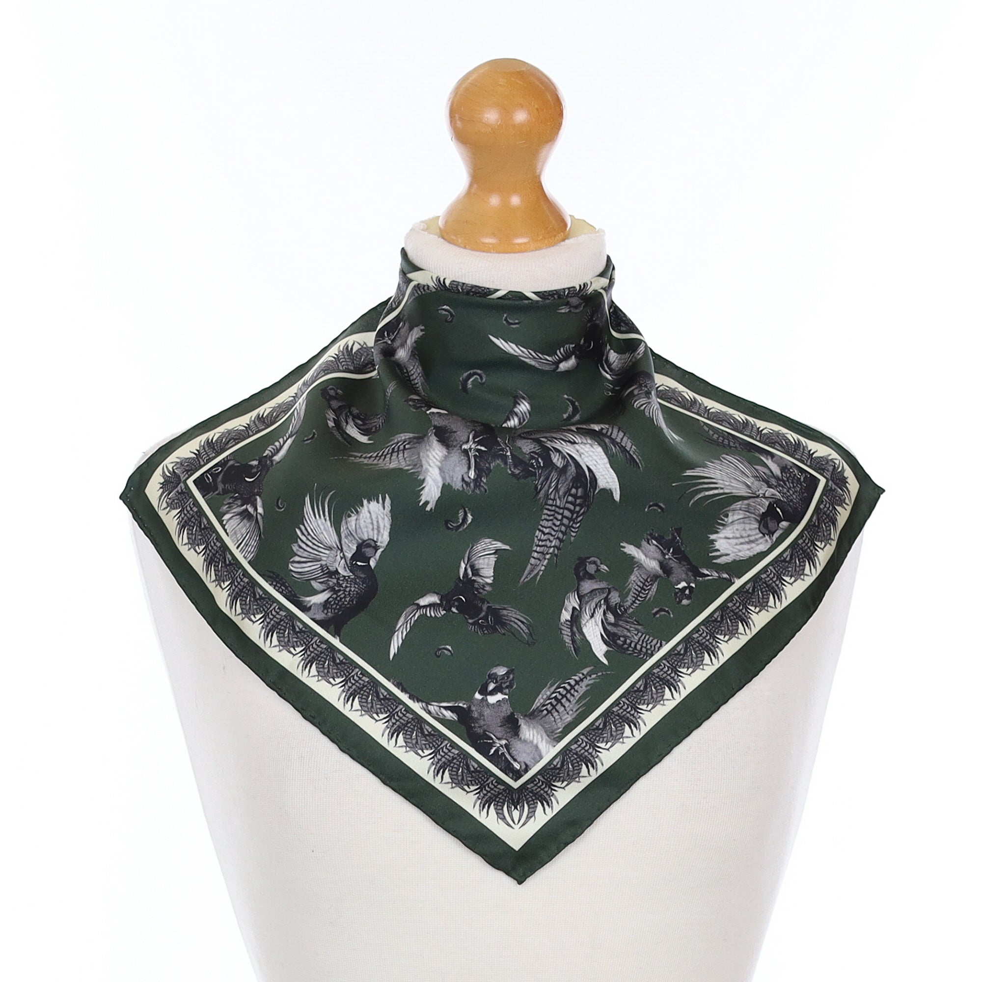 Brand New Clare Haggas Pheasant Design Silk Scarf