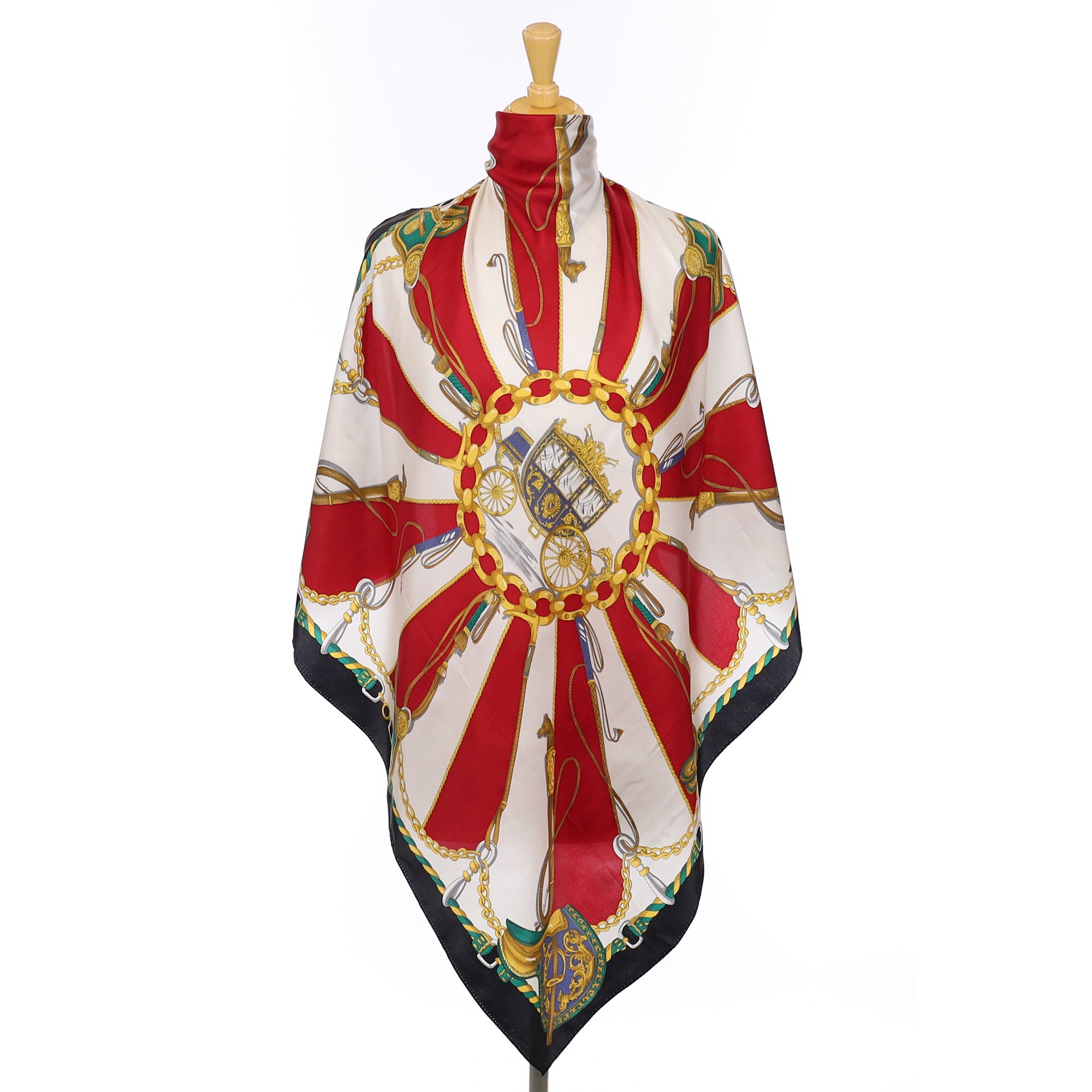 Tie Rack Equestrian Red and White Vintage Silk Scarf