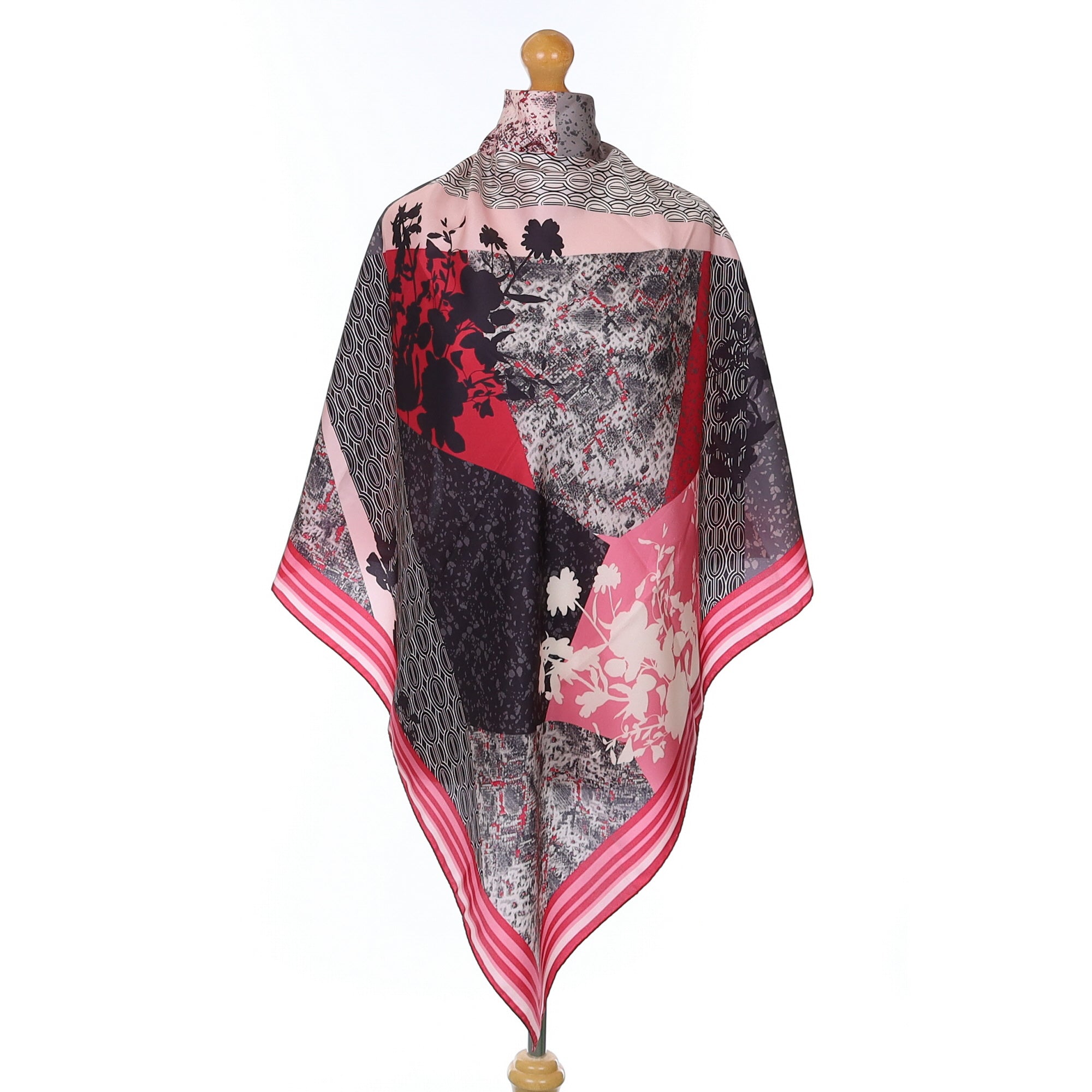 Basler Pink and Grey Silk Scarf