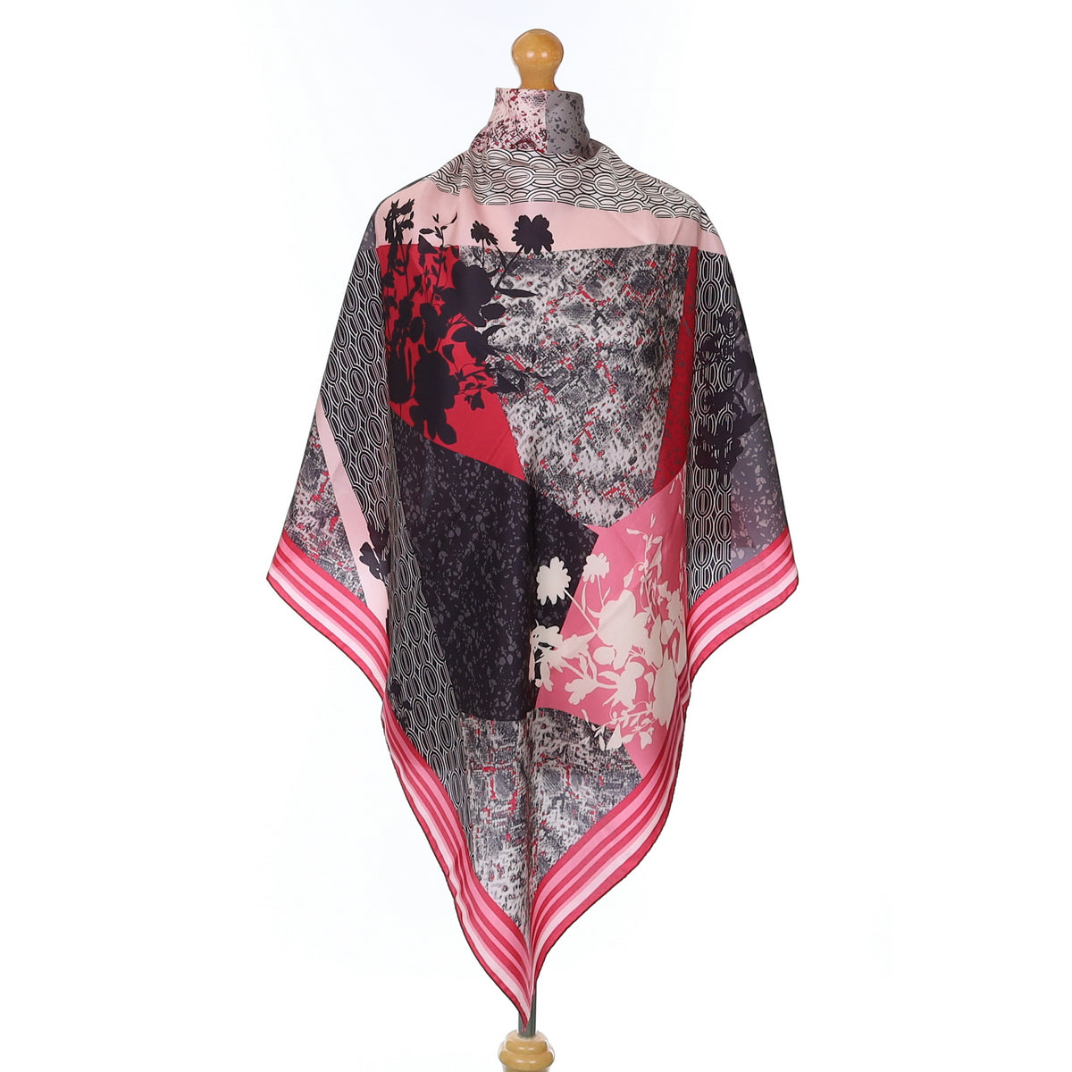Basler Pink and Grey Silk Scarf