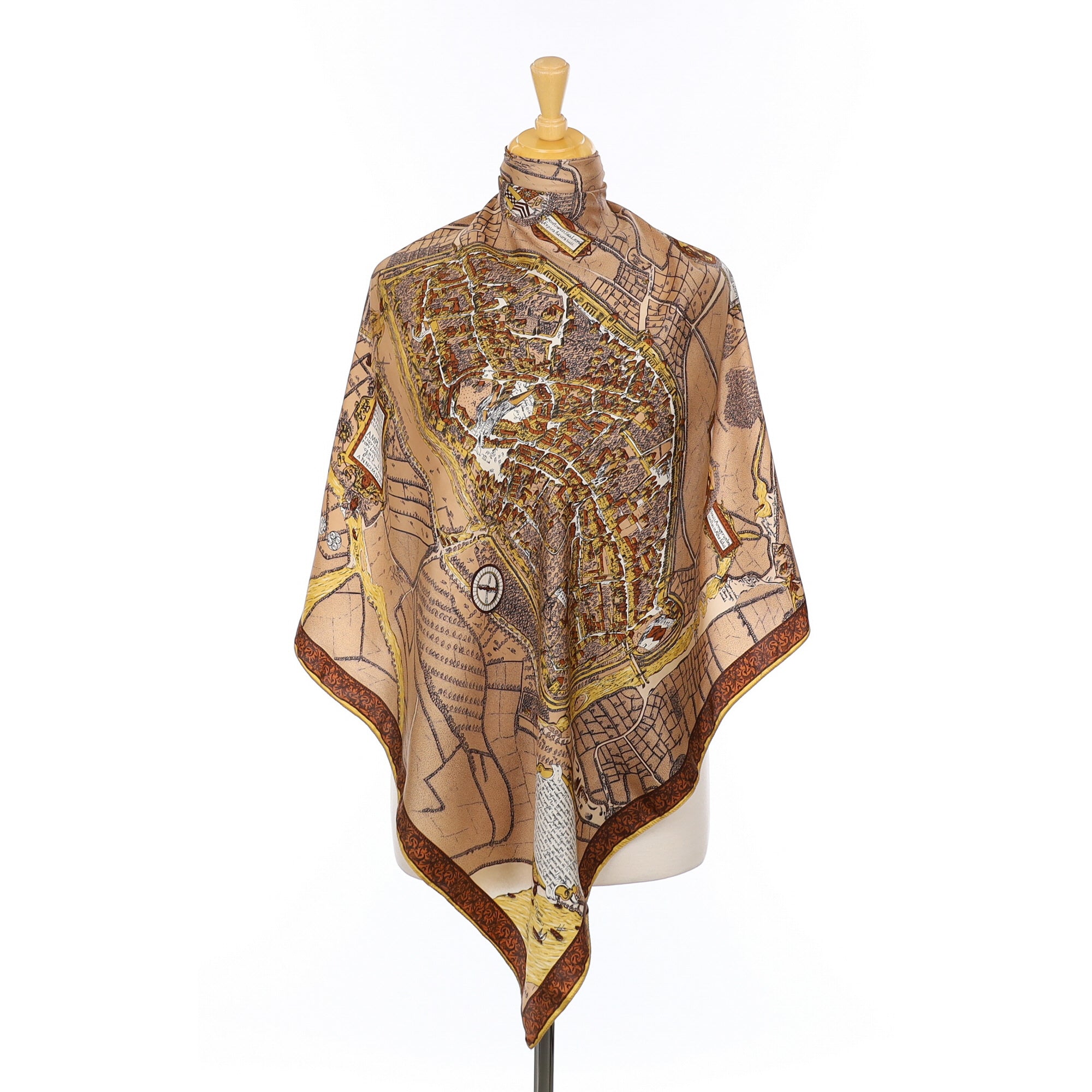 Detailed Map Design Vintage Silk Scarf